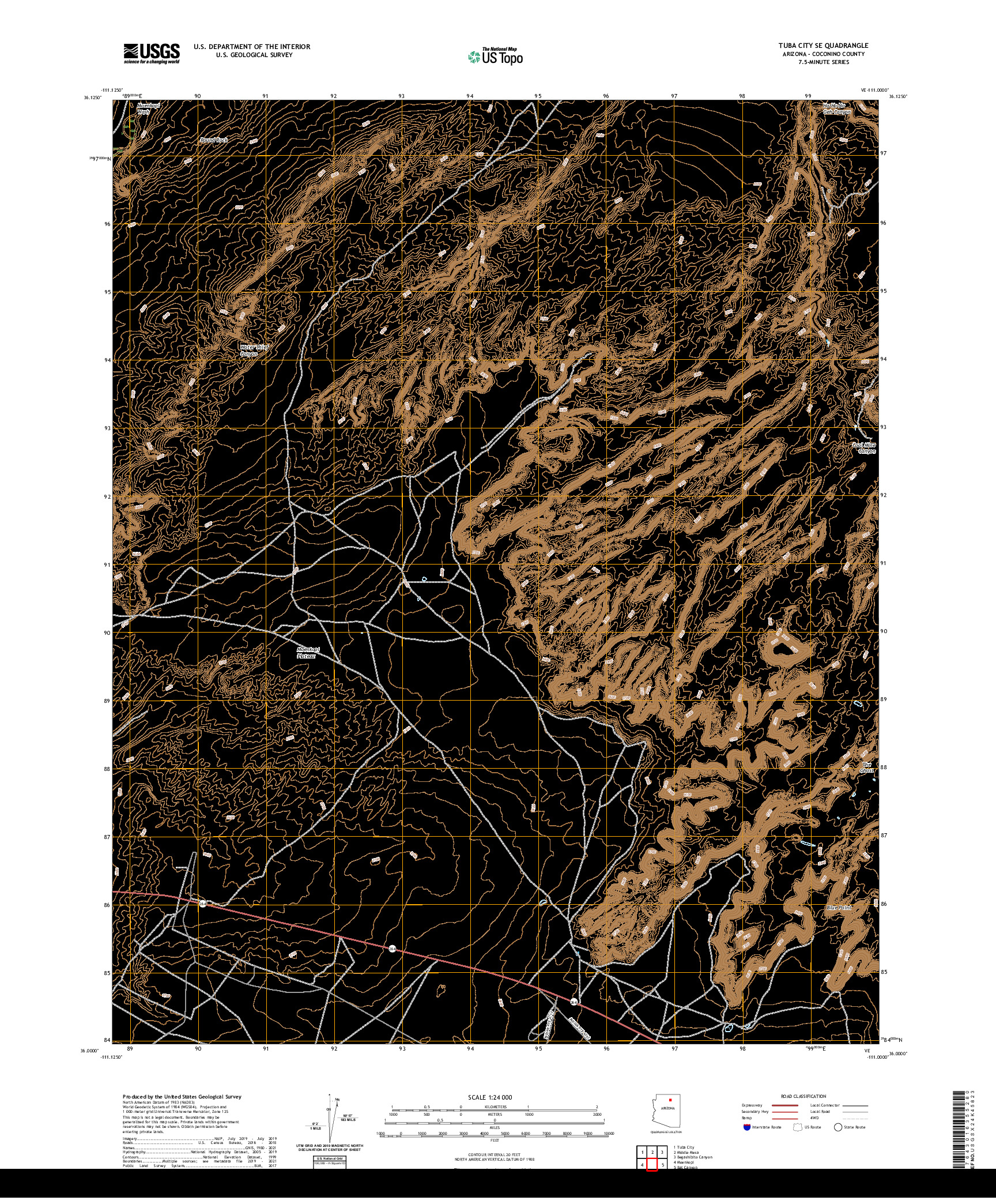 US TOPO 7.5-MINUTE MAP FOR TUBA CITY SE, AZ