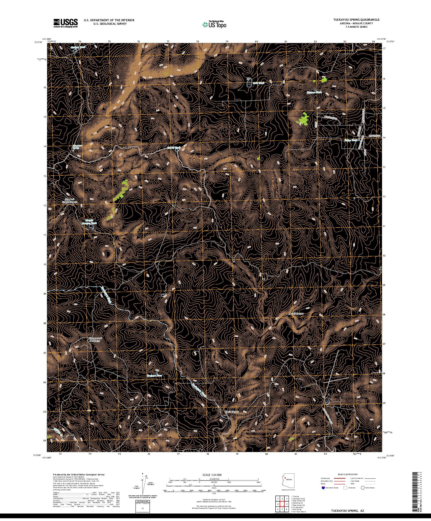 US TOPO 7.5-MINUTE MAP FOR TUCKAYOU SPRING, AZ