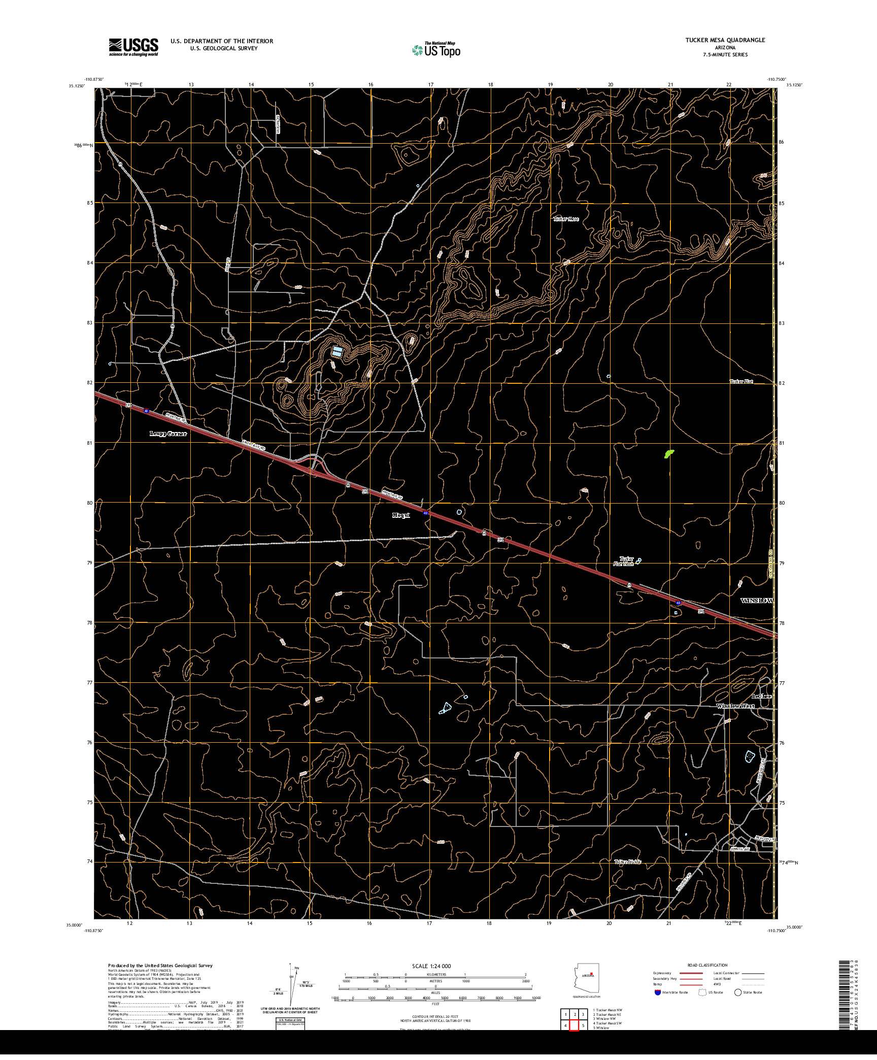 US TOPO 7.5-MINUTE MAP FOR TUCKER MESA, AZ