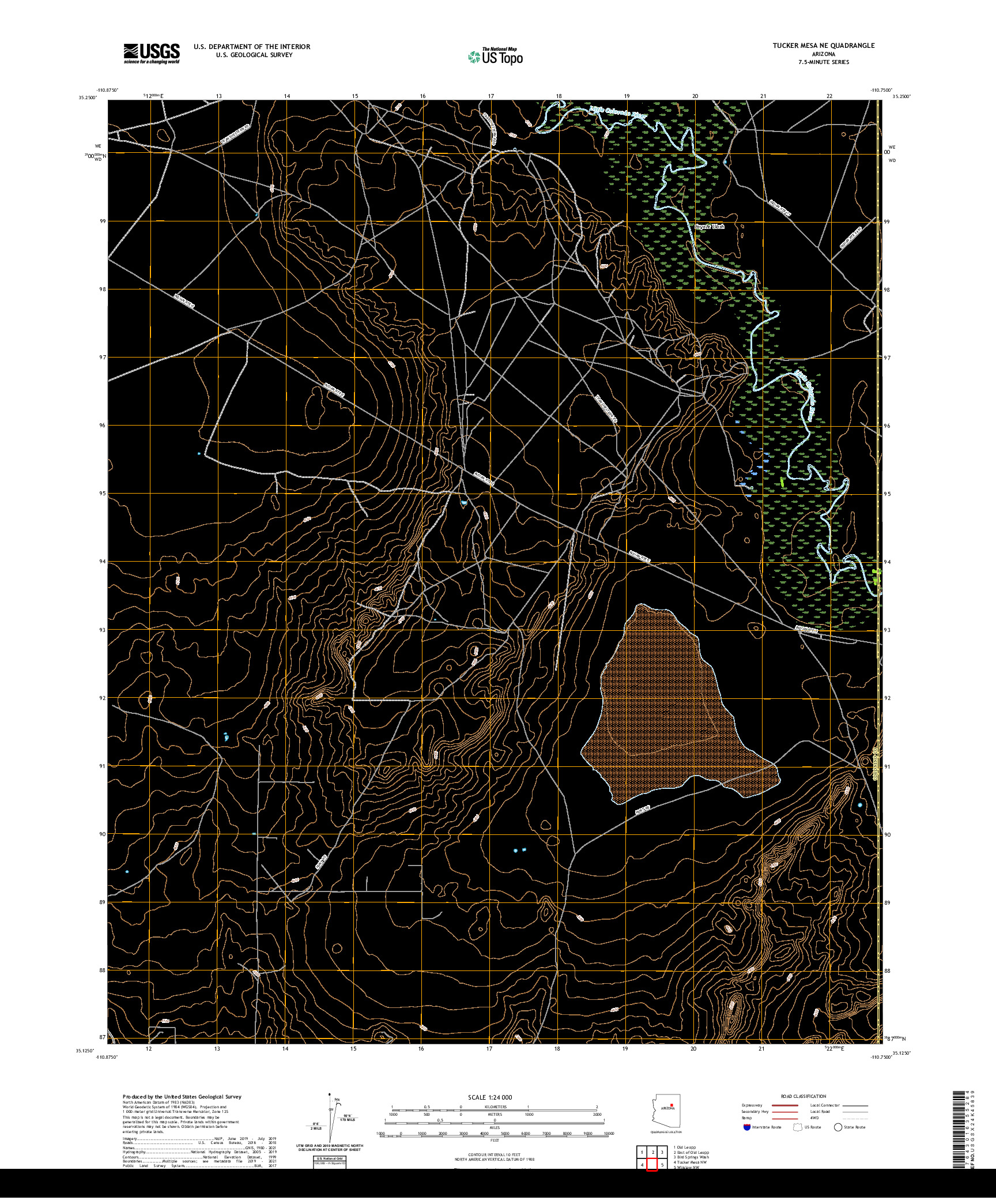 US TOPO 7.5-MINUTE MAP FOR TUCKER MESA NE, AZ