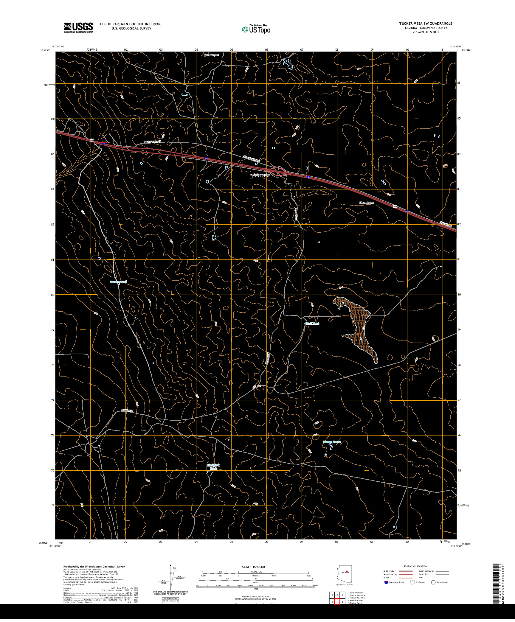 US TOPO 7.5-MINUTE MAP FOR TUCKER MESA SW, AZ