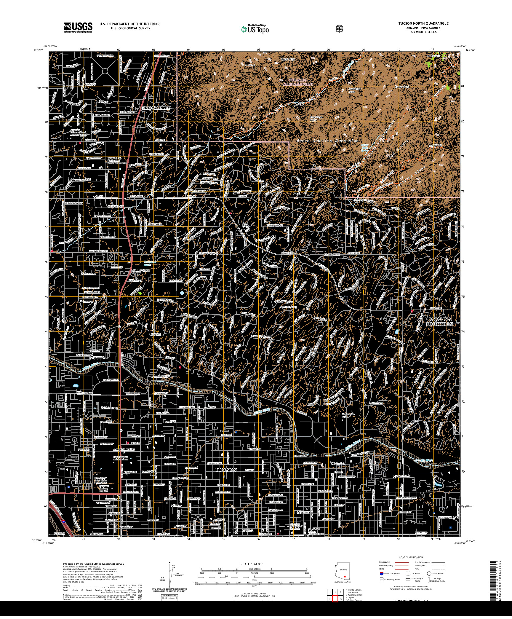 US TOPO 7.5-MINUTE MAP FOR TUCSON NORTH, AZ