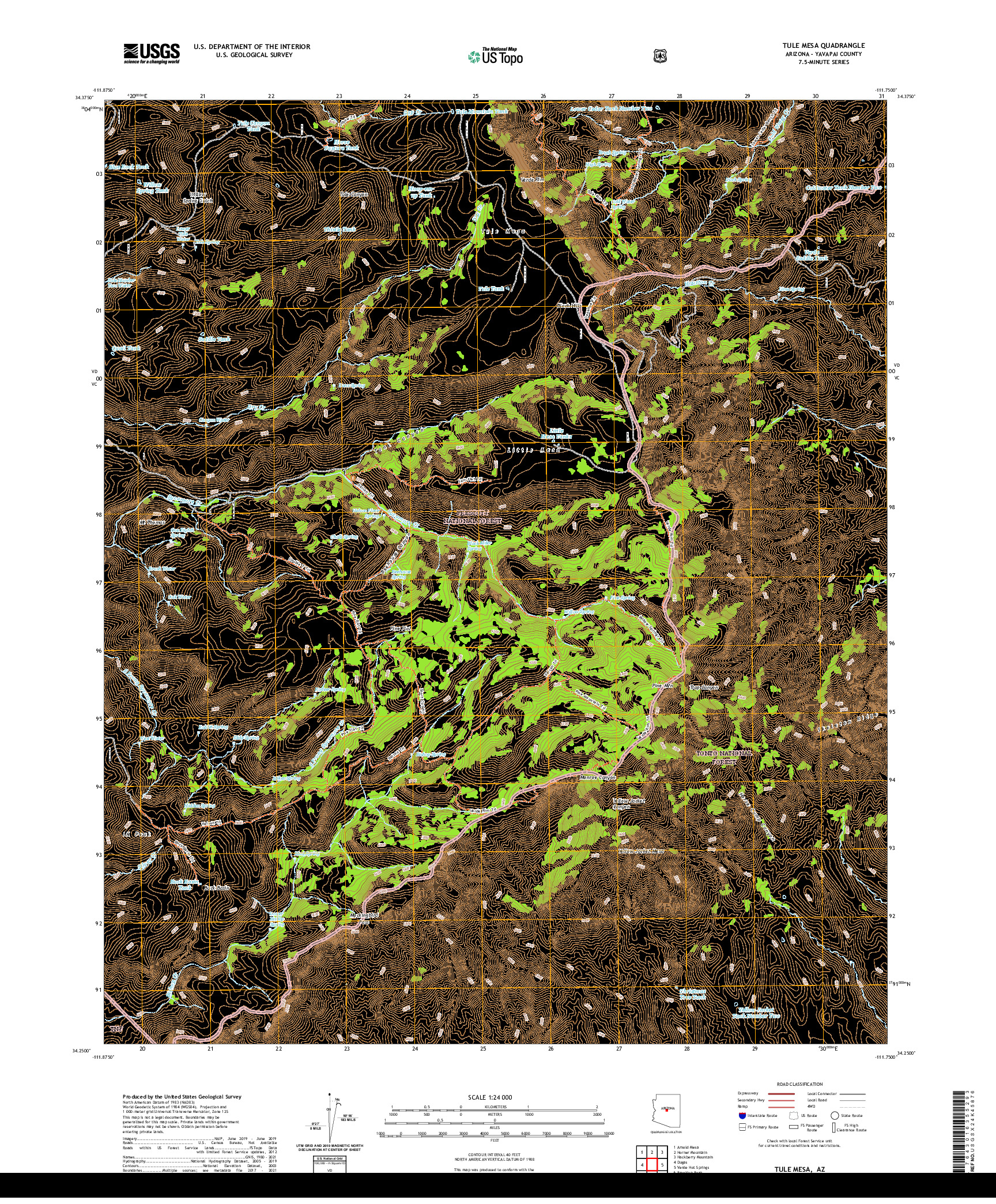 US TOPO 7.5-MINUTE MAP FOR TULE MESA, AZ