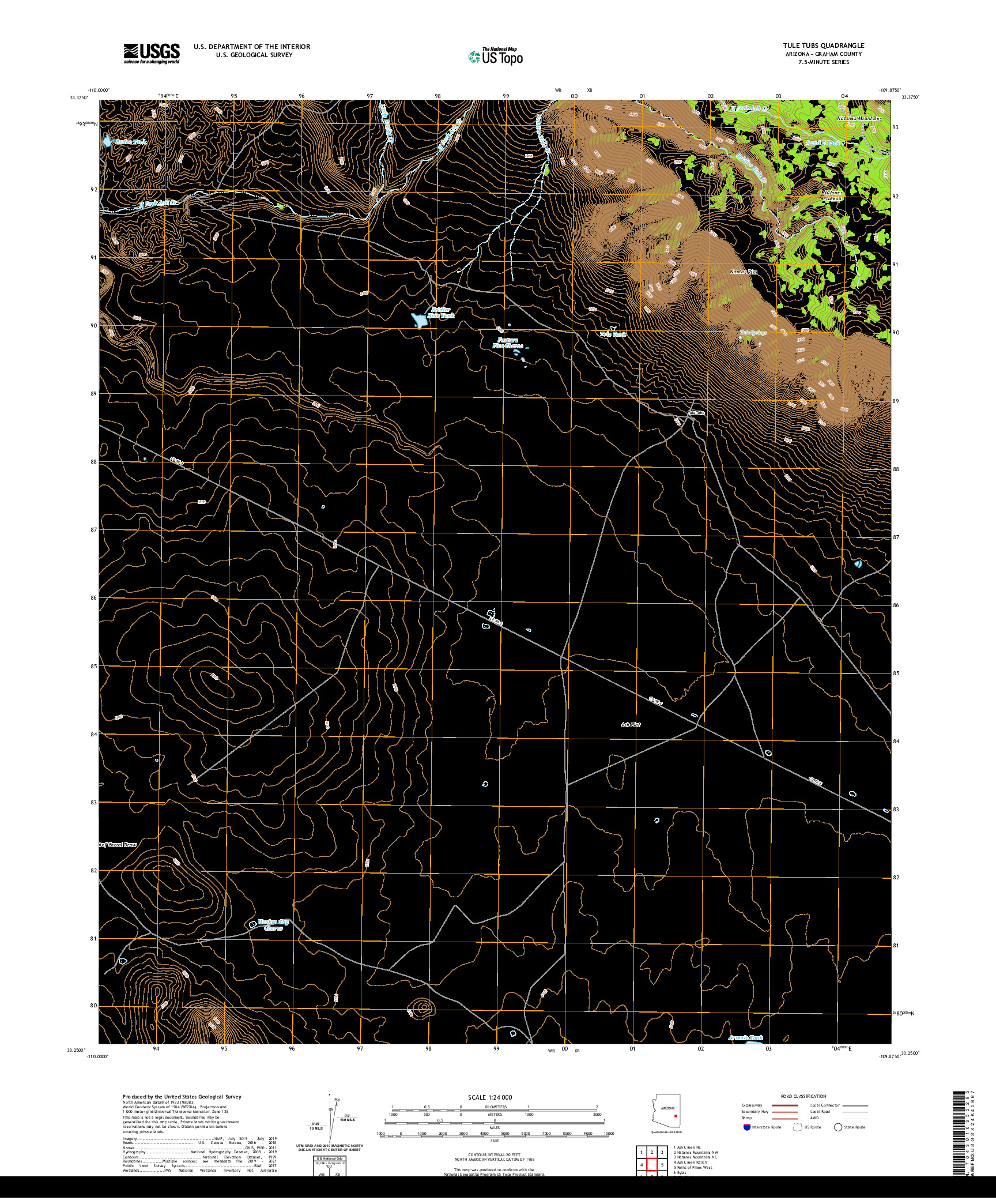 US TOPO 7.5-MINUTE MAP FOR TULE TUBS, AZ