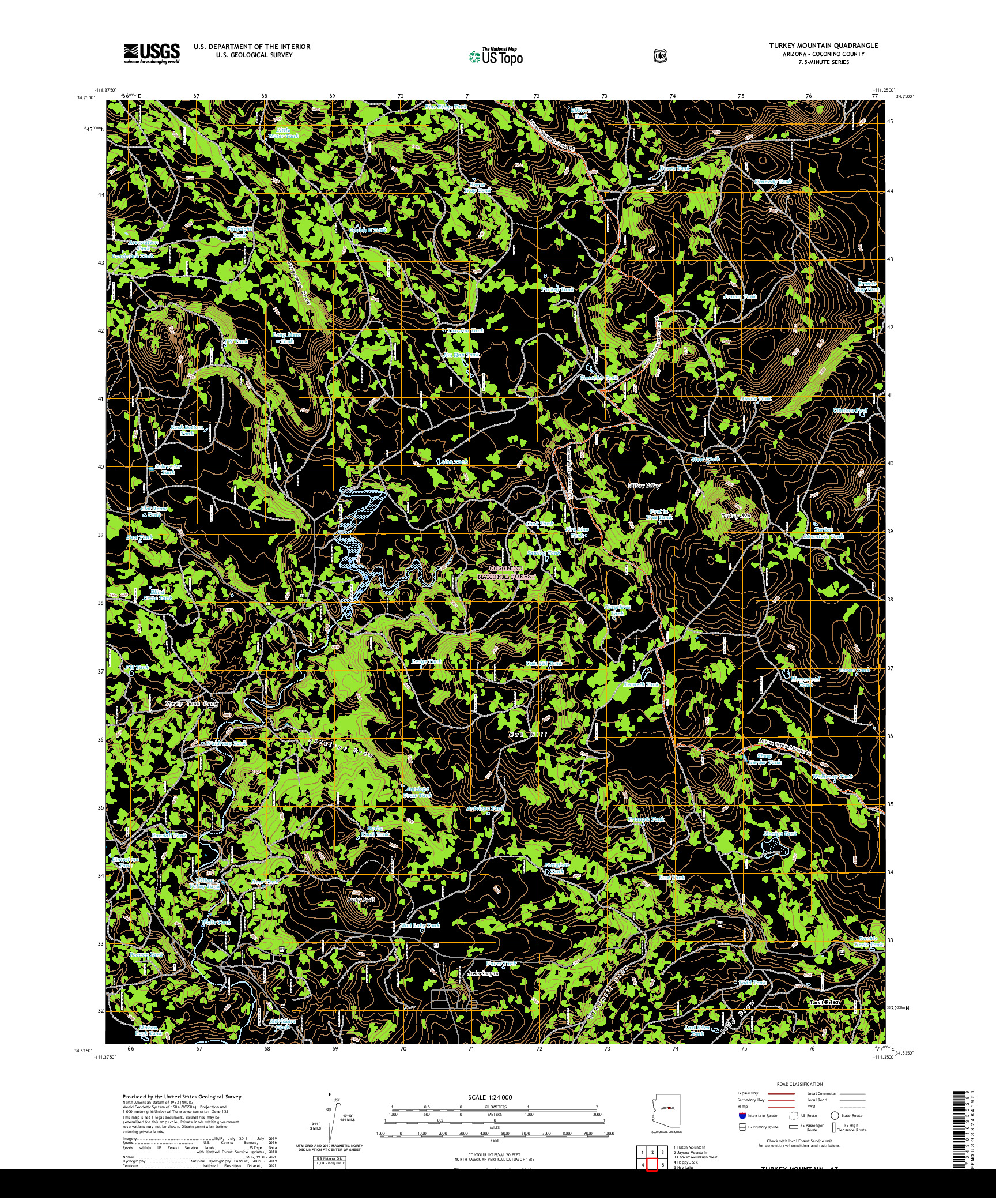 US TOPO 7.5-MINUTE MAP FOR TURKEY MOUNTAIN, AZ