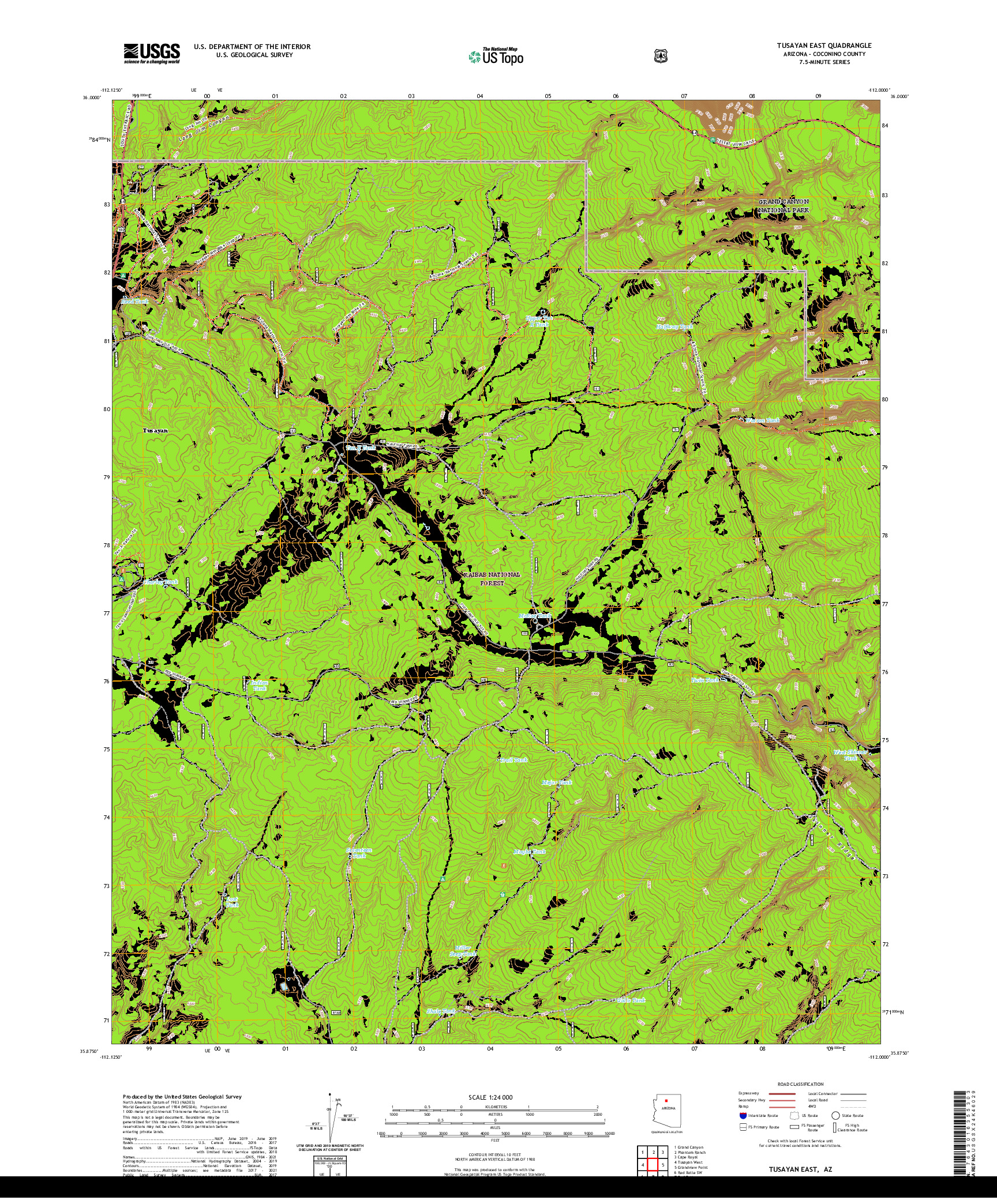 US TOPO 7.5-MINUTE MAP FOR TUSAYAN EAST, AZ