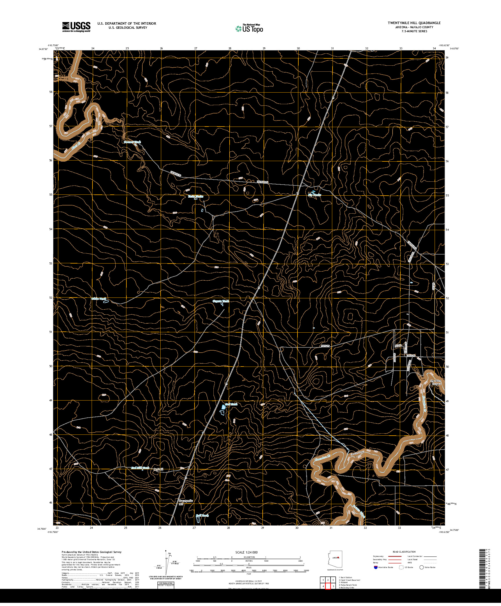 US TOPO 7.5-MINUTE MAP FOR TWENTYMILE HILL, AZ