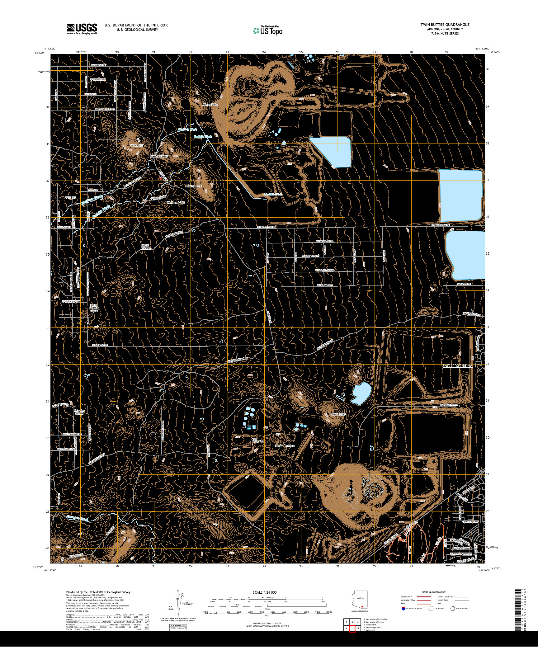 USGS US TOPO 7.5-MINUTE MAP FOR TWIN BUTTES, AZ 2021