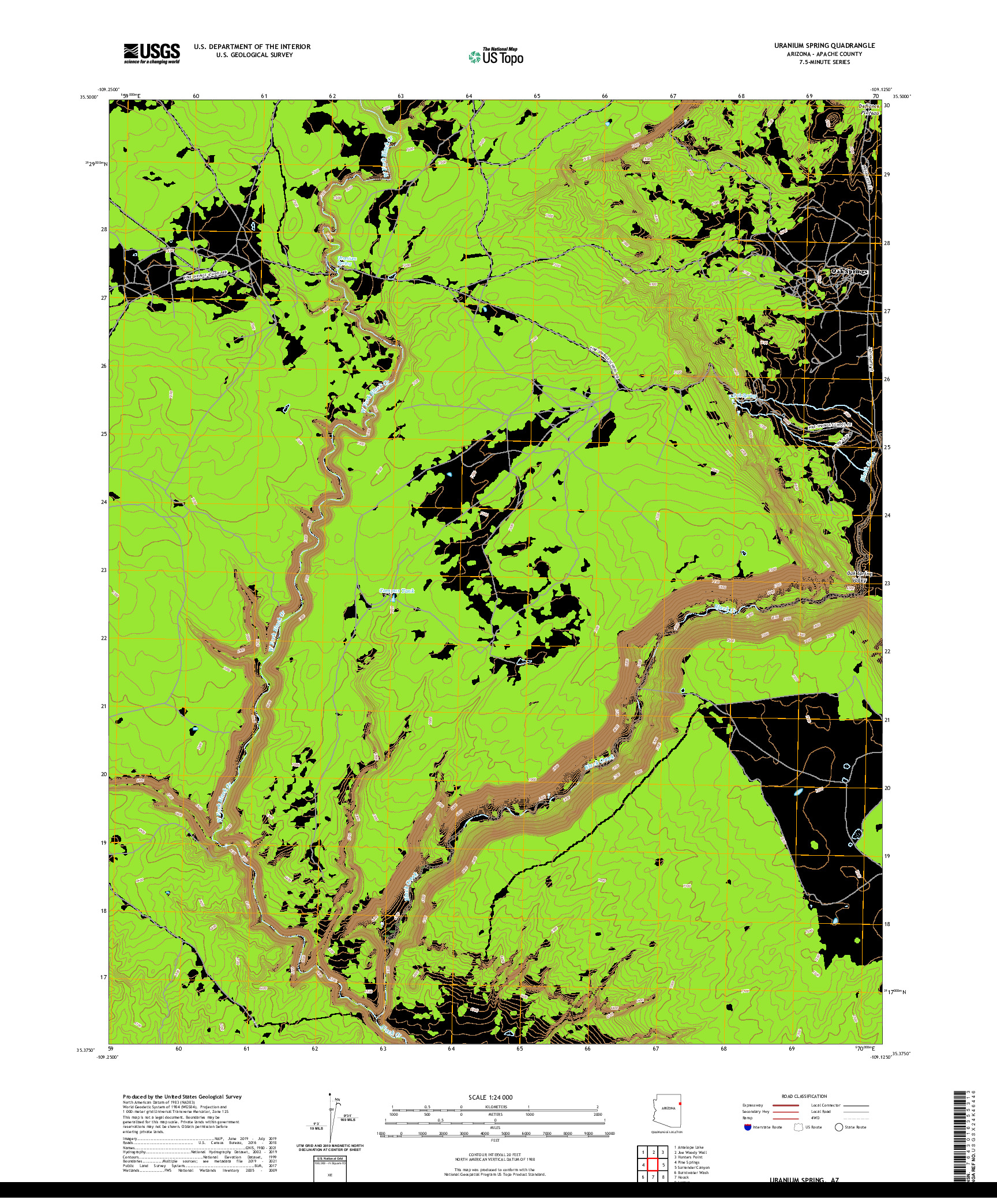 US TOPO 7.5-MINUTE MAP FOR URANIUM SPRING, AZ