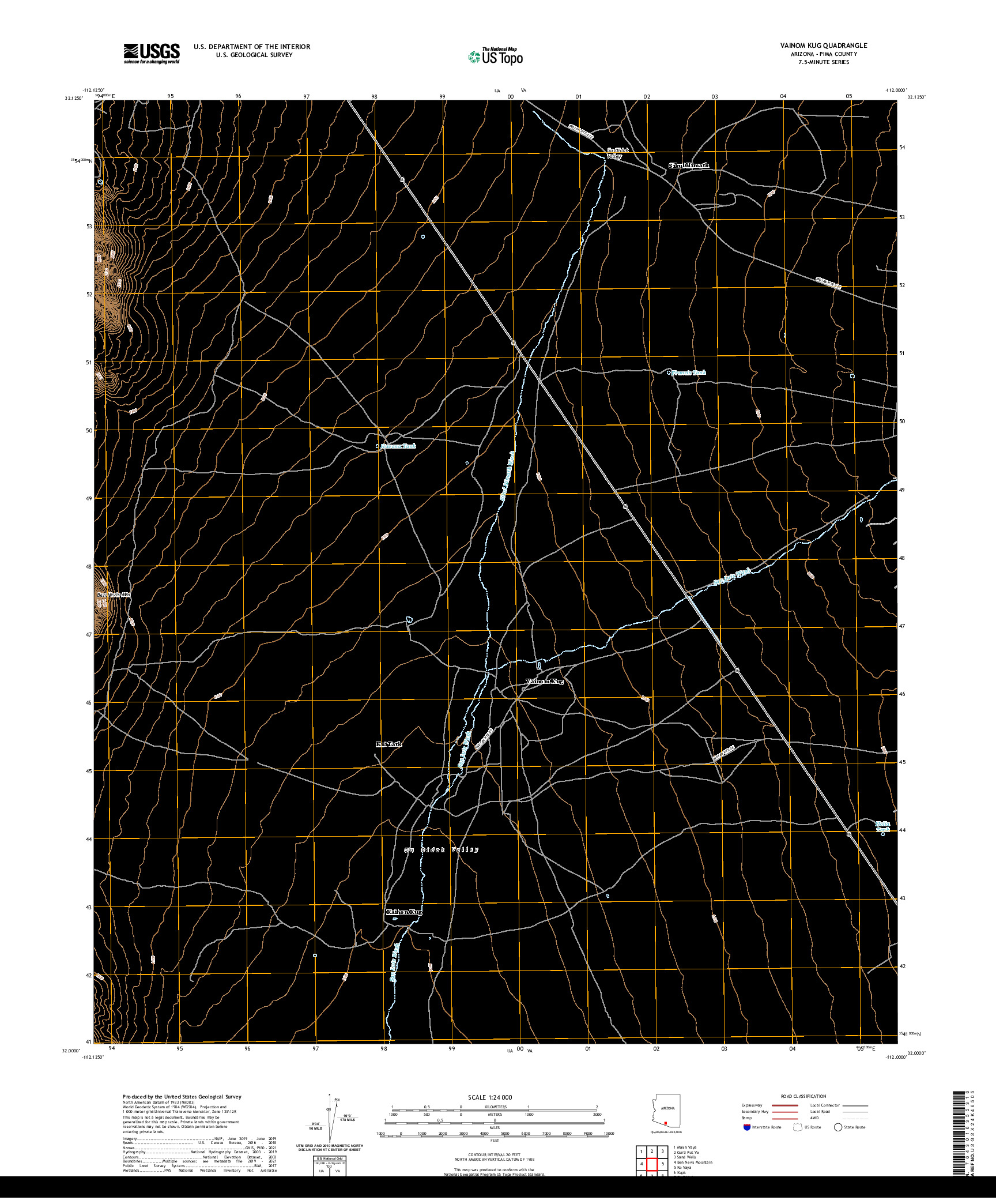 US TOPO 7.5-MINUTE MAP FOR VAINOM KUG, AZ