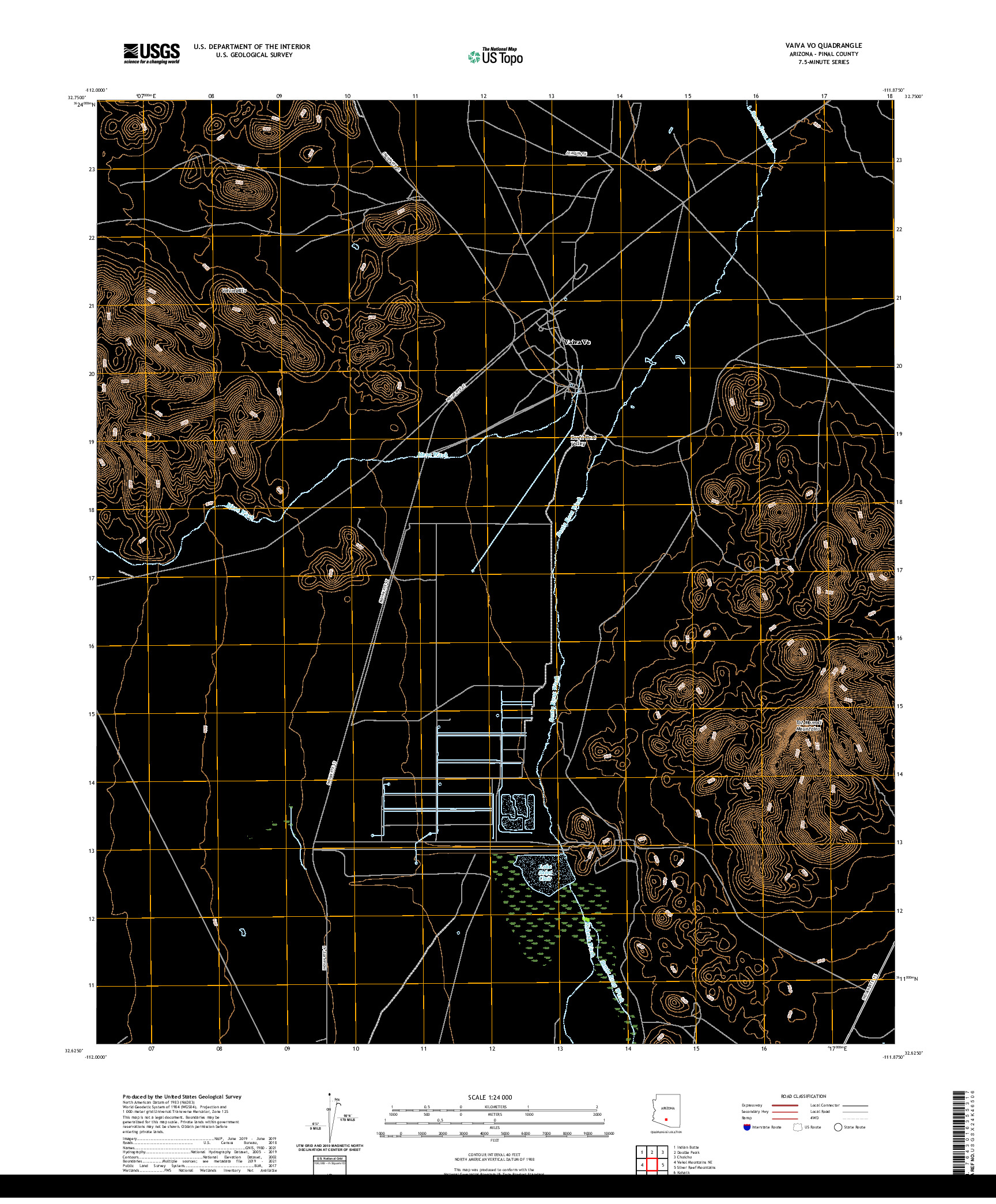 US TOPO 7.5-MINUTE MAP FOR VAIVA VO, AZ