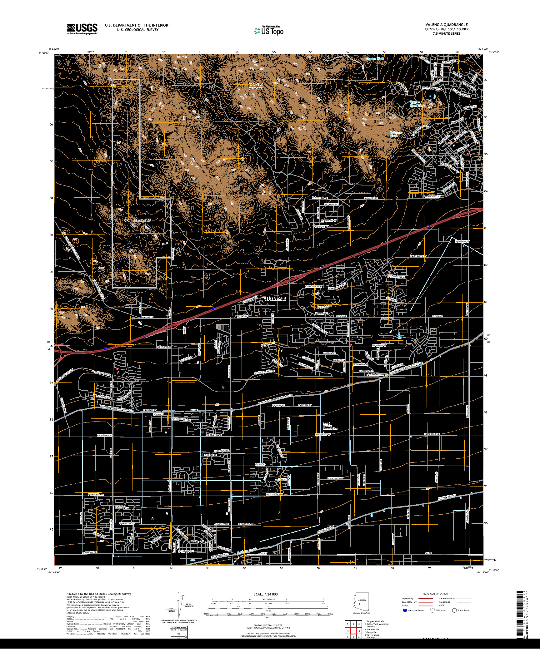 US TOPO 7.5-MINUTE MAP FOR VALENCIA, AZ