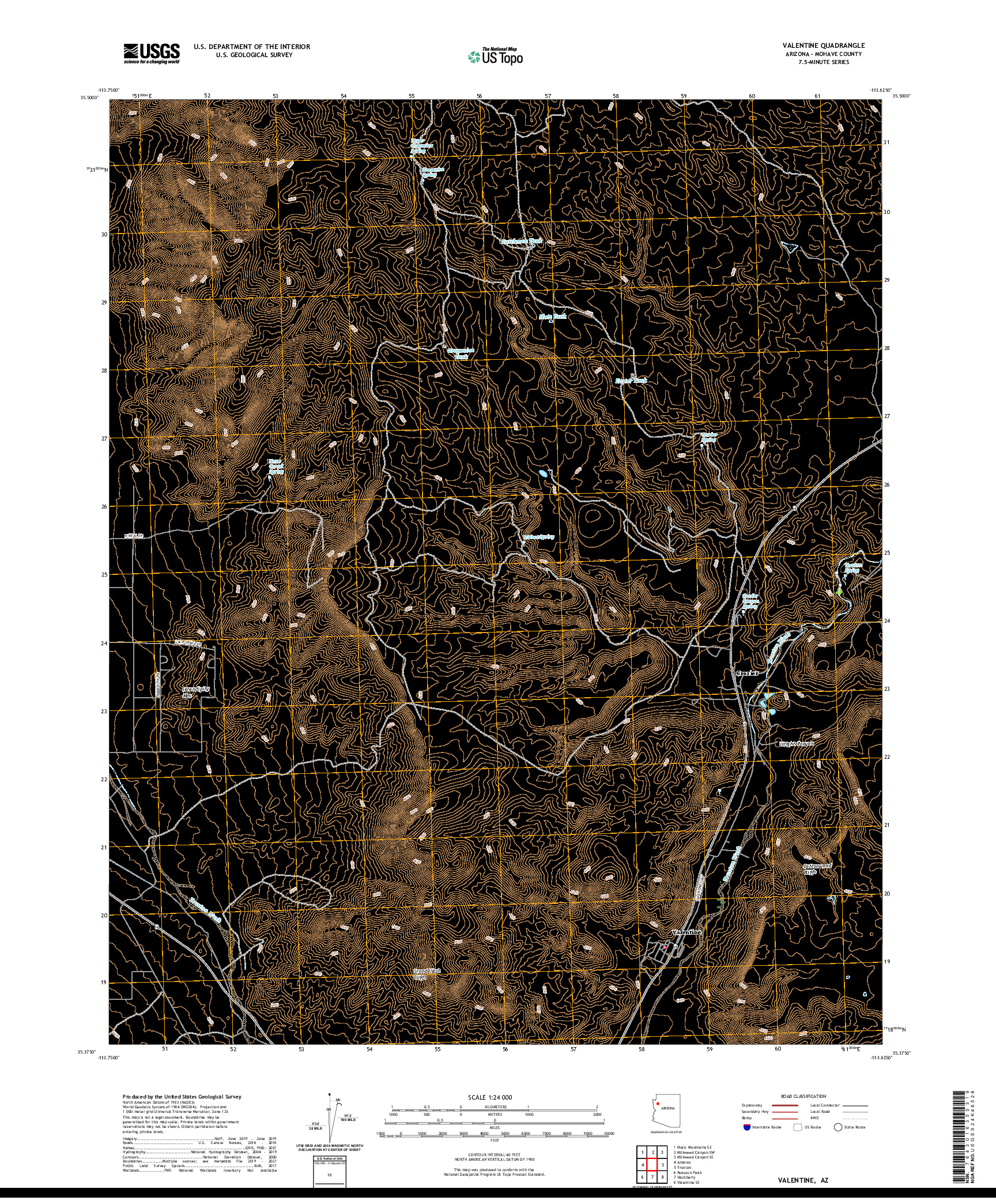 US TOPO 7.5-MINUTE MAP FOR VALENTINE, AZ