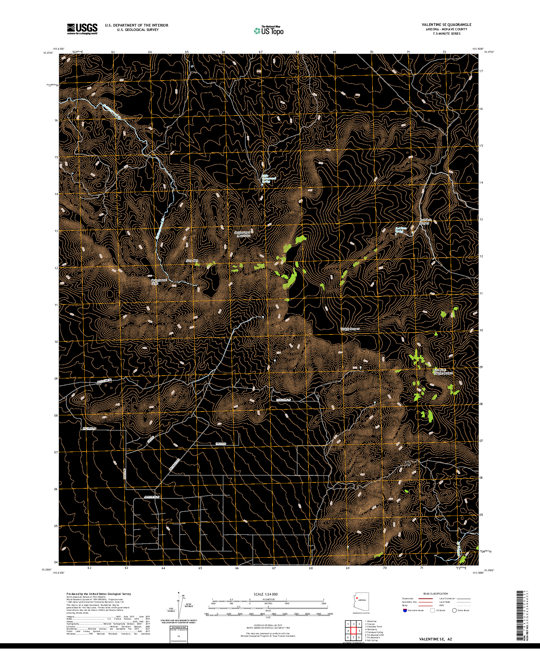 US TOPO 7.5-MINUTE MAP FOR VALENTINE SE, AZ