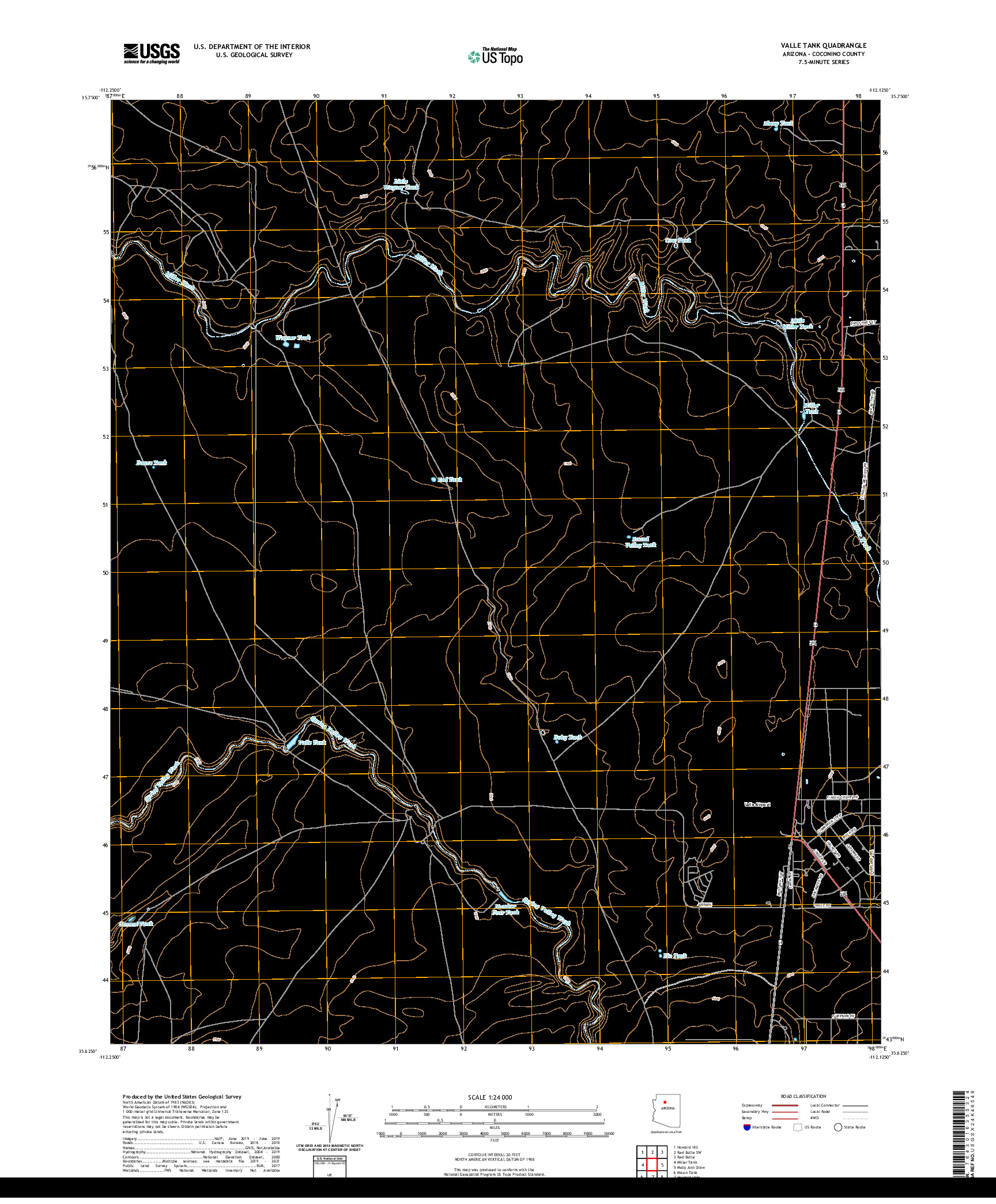 US TOPO 7.5-MINUTE MAP FOR VALLE TANK, AZ