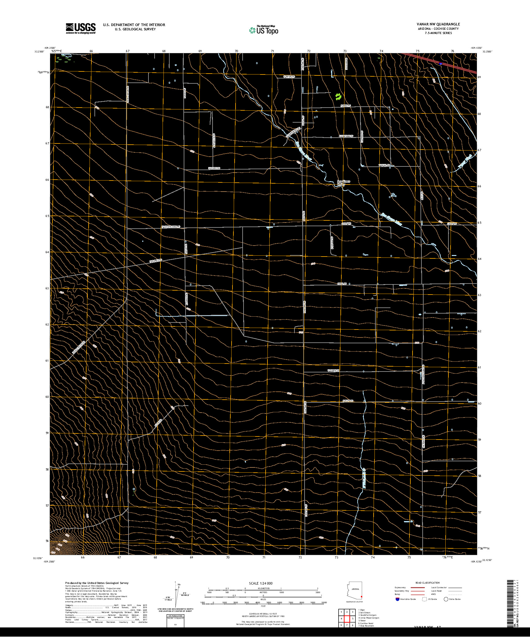 US TOPO 7.5-MINUTE MAP FOR VANAR NW, AZ