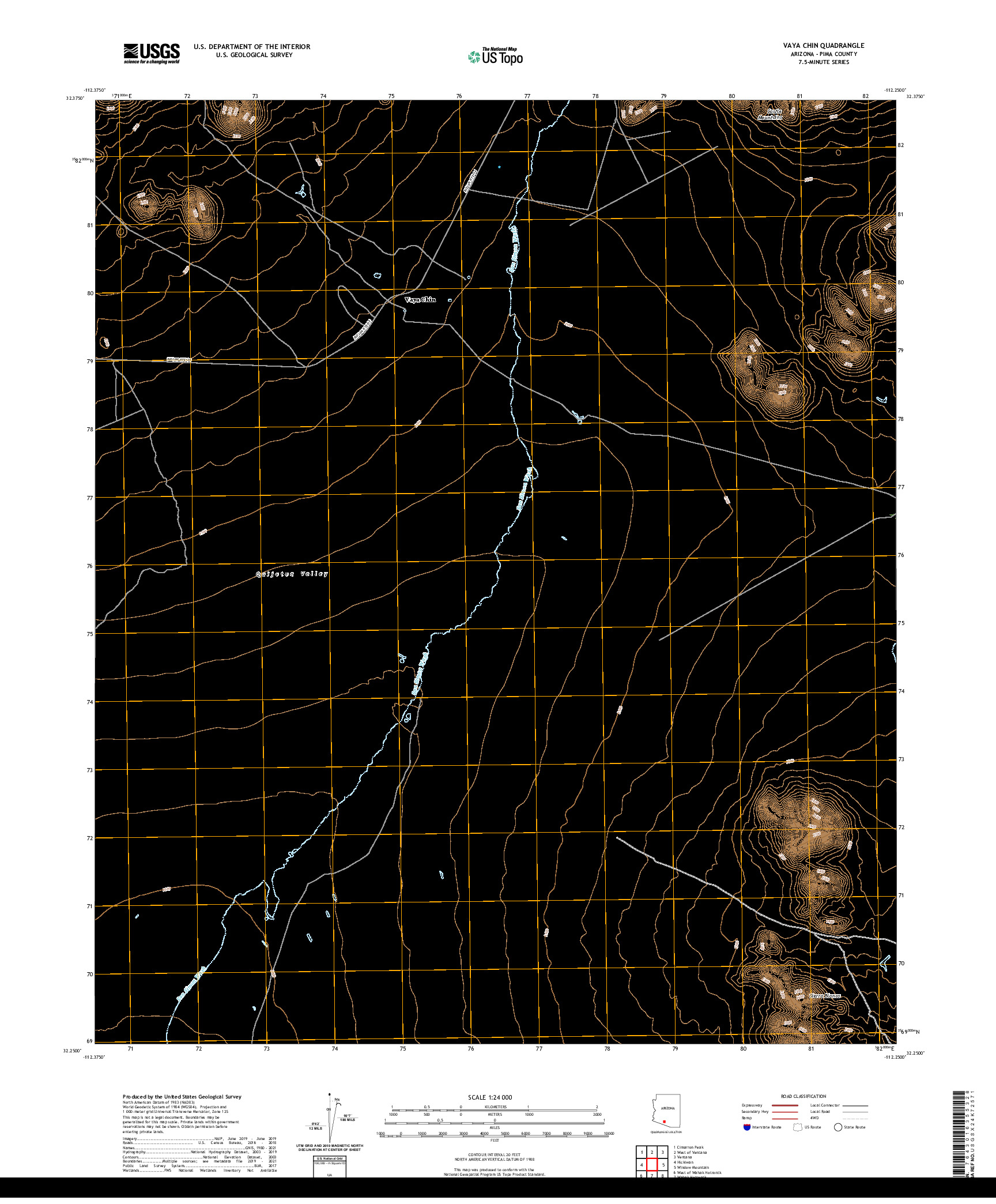 US TOPO 7.5-MINUTE MAP FOR VAYA CHIN, AZ