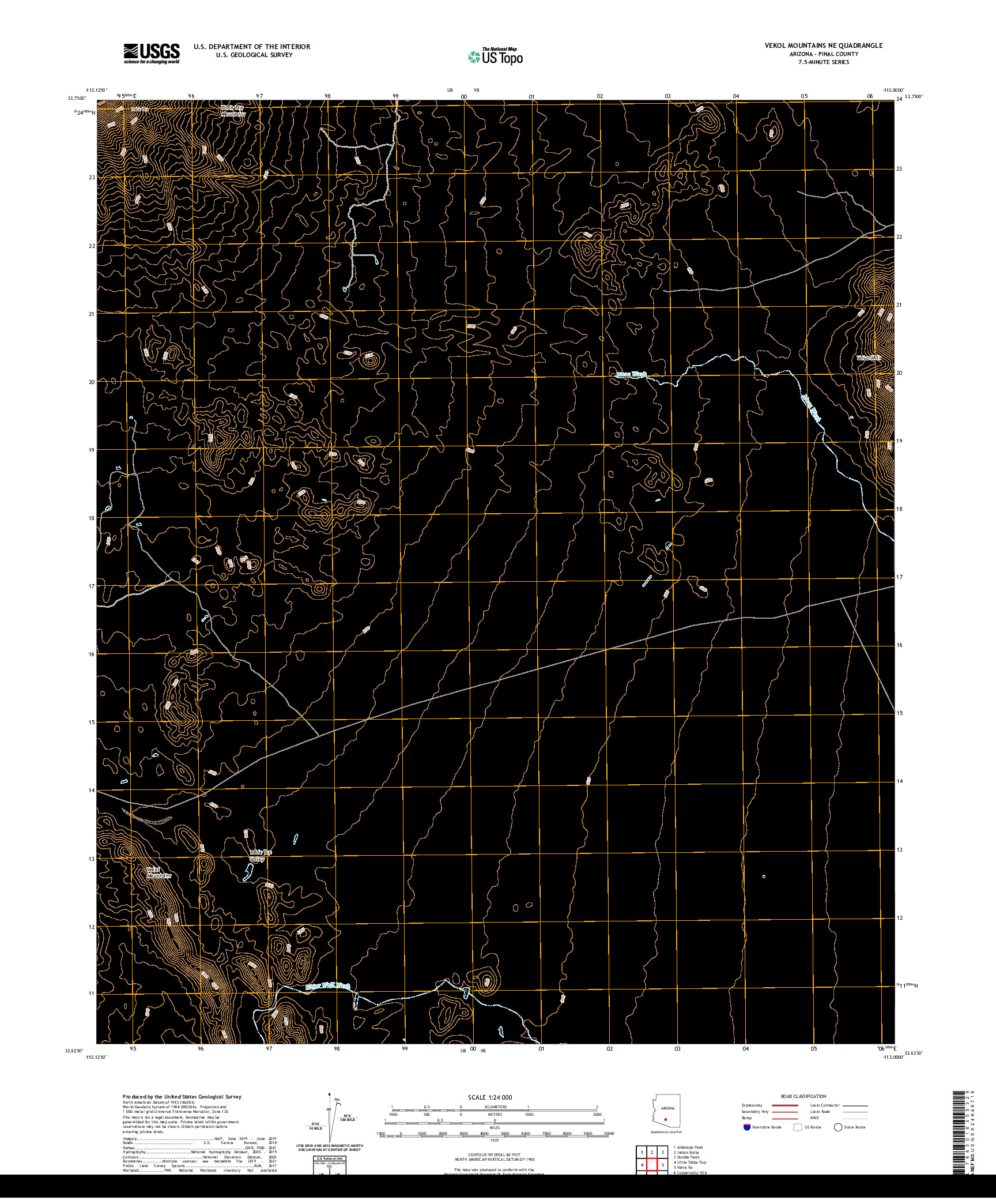 US TOPO 7.5-MINUTE MAP FOR VEKOL MOUNTAINS NE, AZ