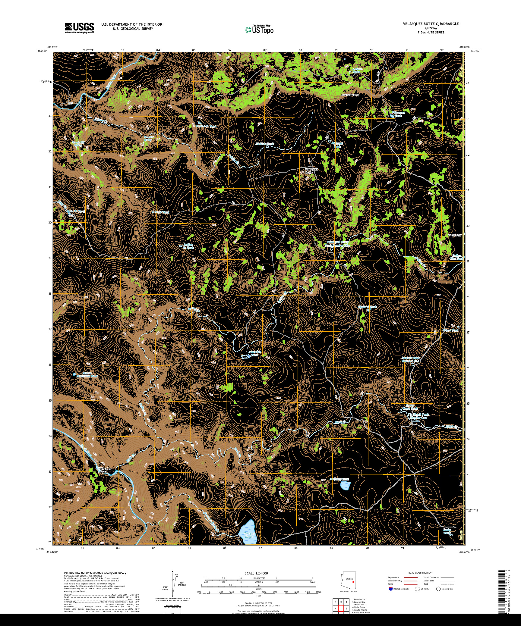 US TOPO 7.5-MINUTE MAP FOR VELASQUEZ BUTTE, AZ