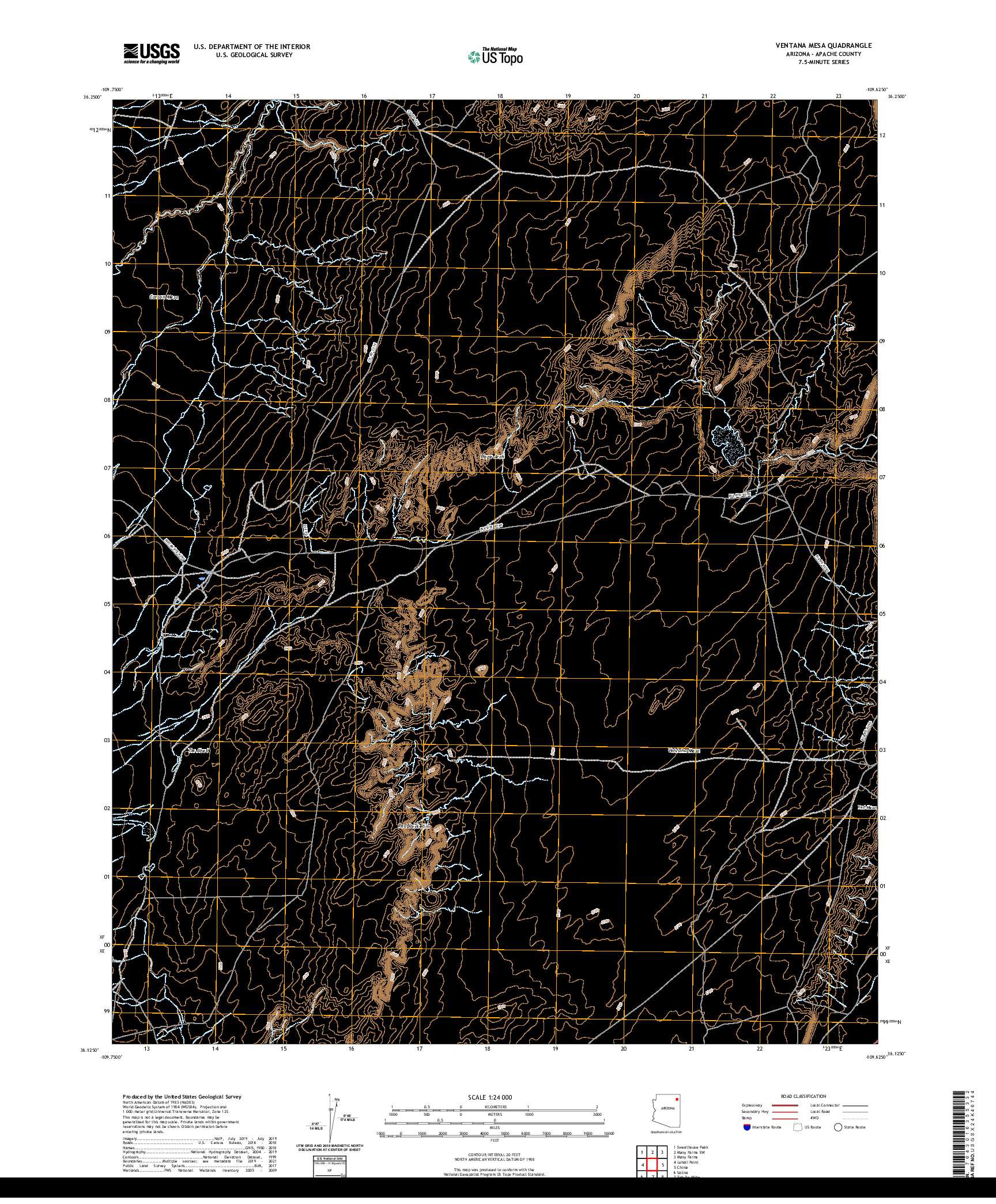 US TOPO 7.5-MINUTE MAP FOR VENTANA MESA, AZ