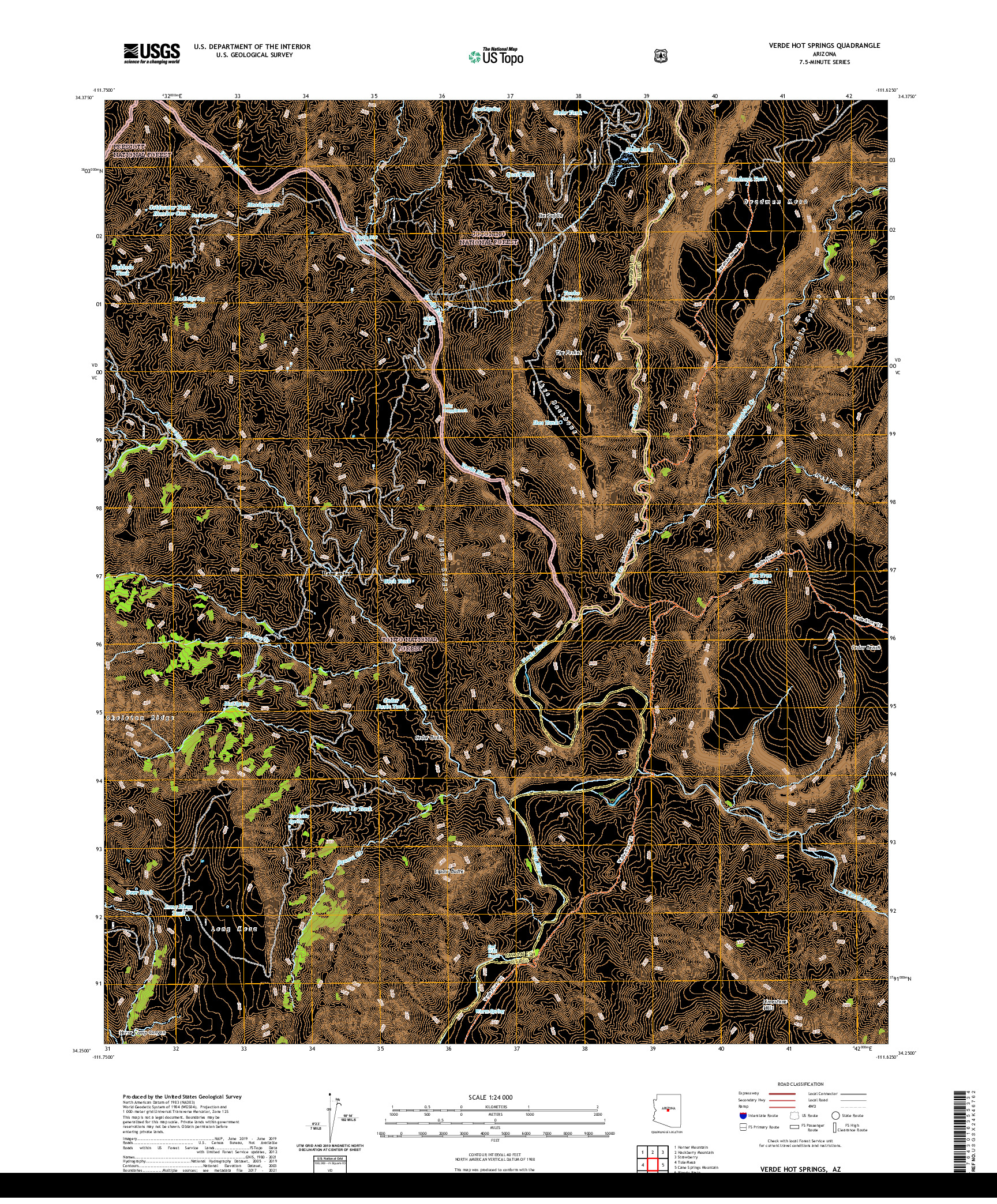 US TOPO 7.5-MINUTE MAP FOR VERDE HOT SPRINGS, AZ