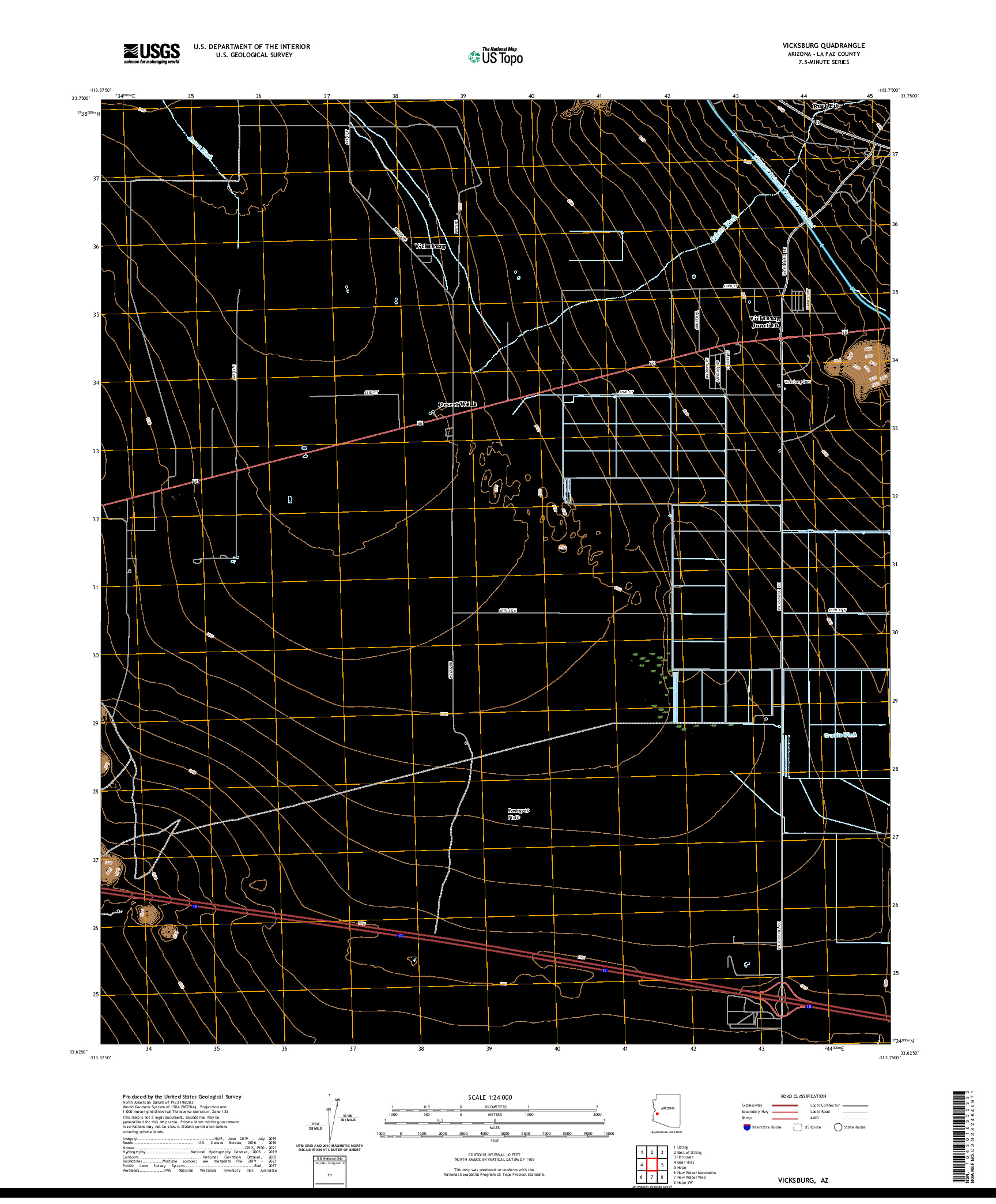 US TOPO 7.5-MINUTE MAP FOR VICKSBURG, AZ