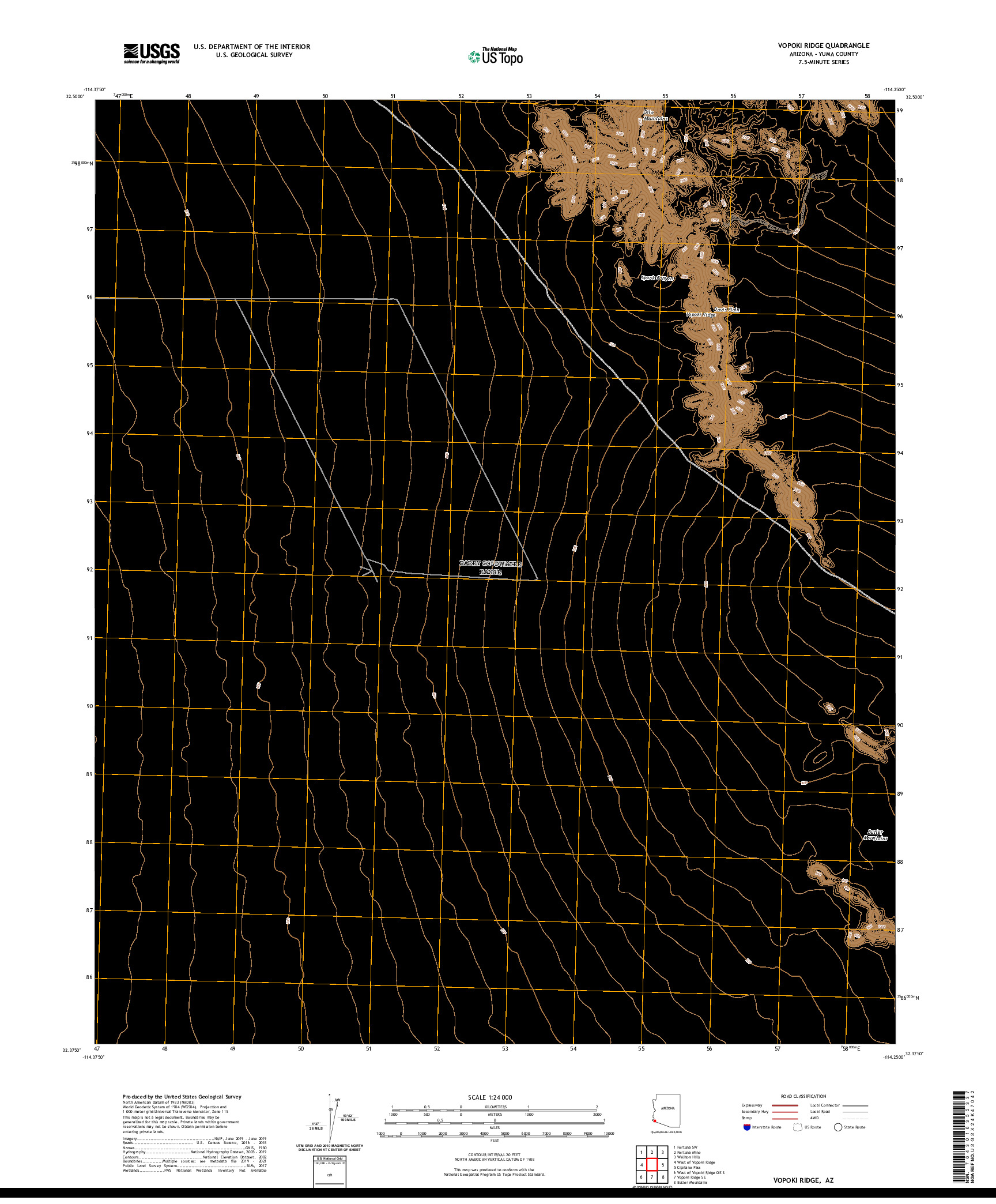 USGS US TOPO 7.5-MINUTE MAP FOR VOPOKI RIDGE, AZ 2021