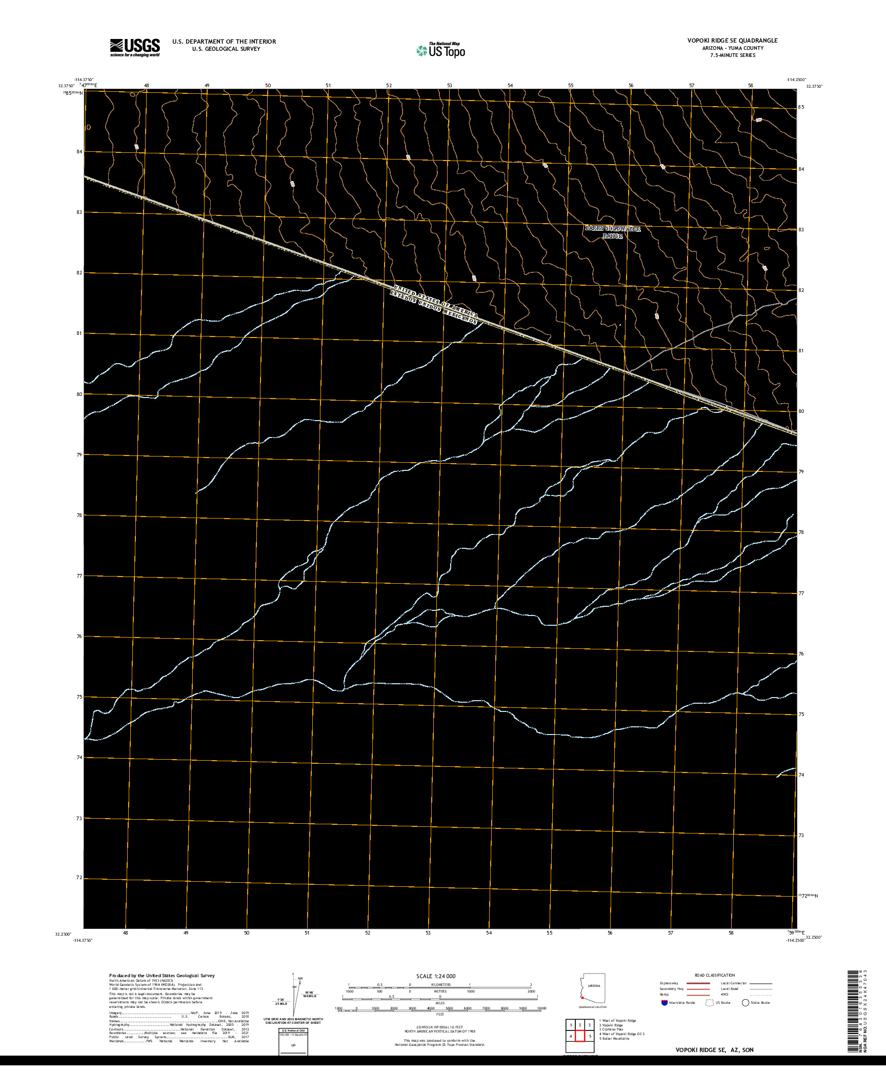 USGS US TOPO 7.5-MINUTE MAP FOR VOPOKI RIDGE SE, AZ,SON 2021