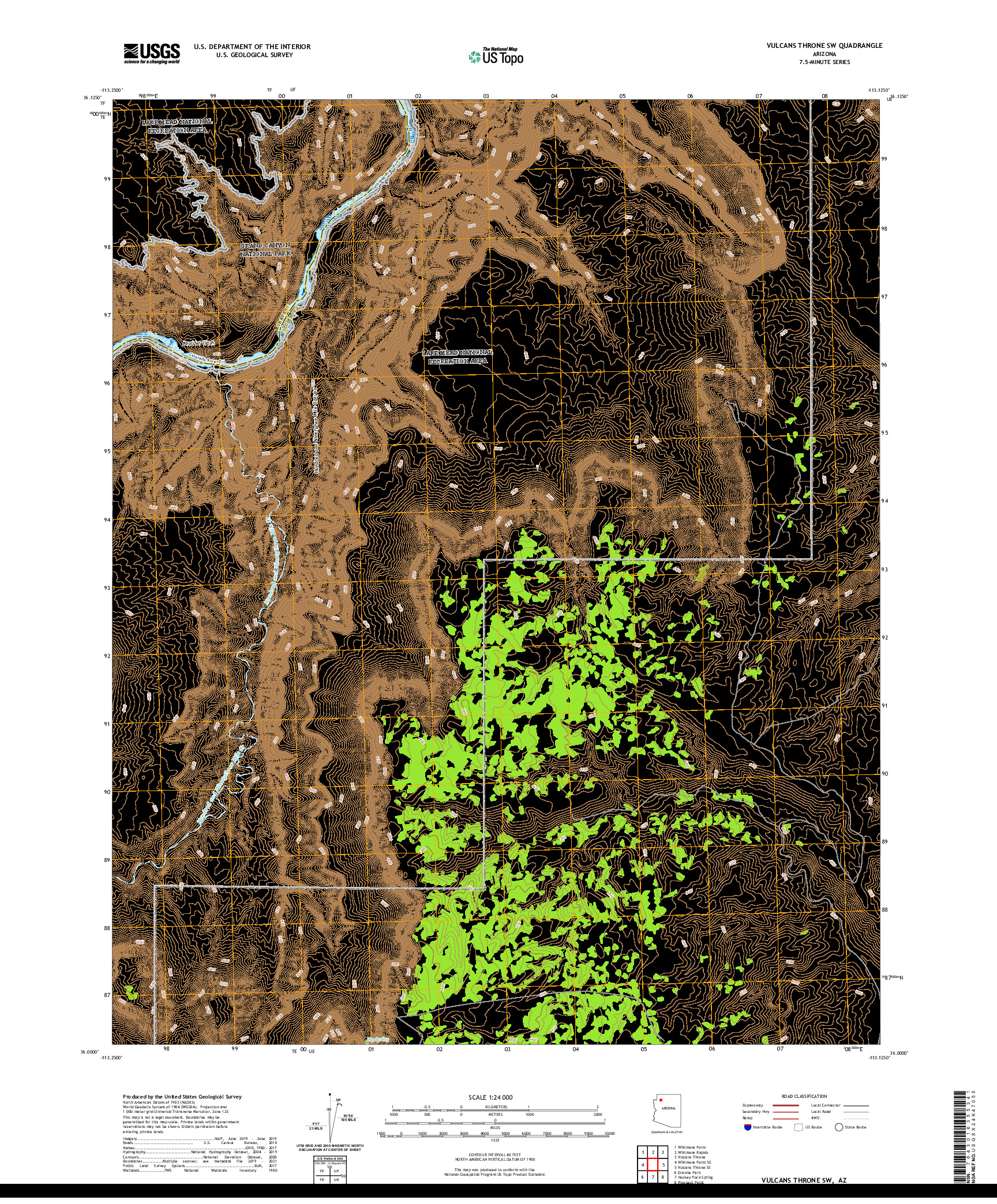 US TOPO 7.5-MINUTE MAP FOR VULCANS THRONE SW, AZ