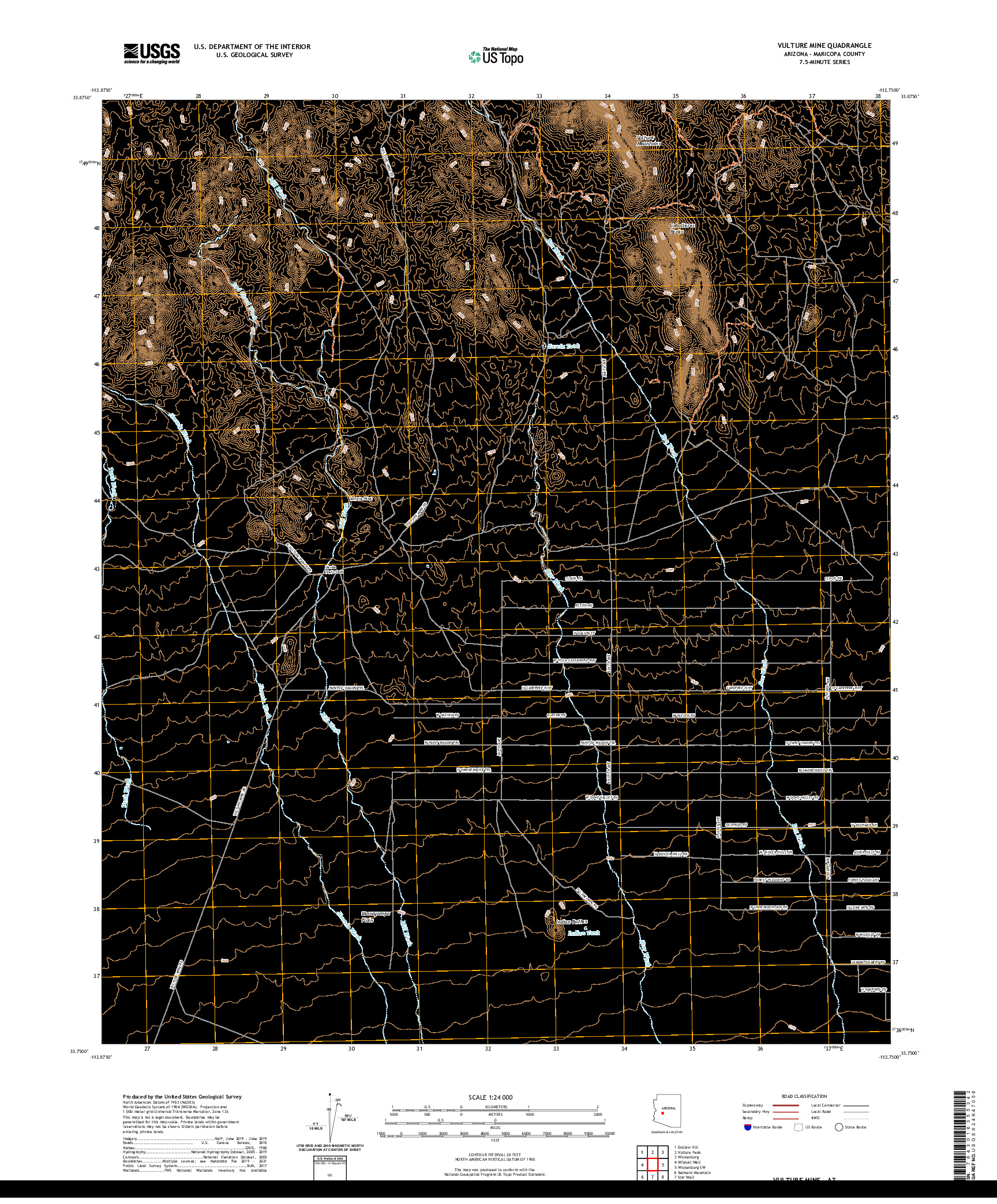 US TOPO 7.5-MINUTE MAP FOR VULTURE MINE, AZ