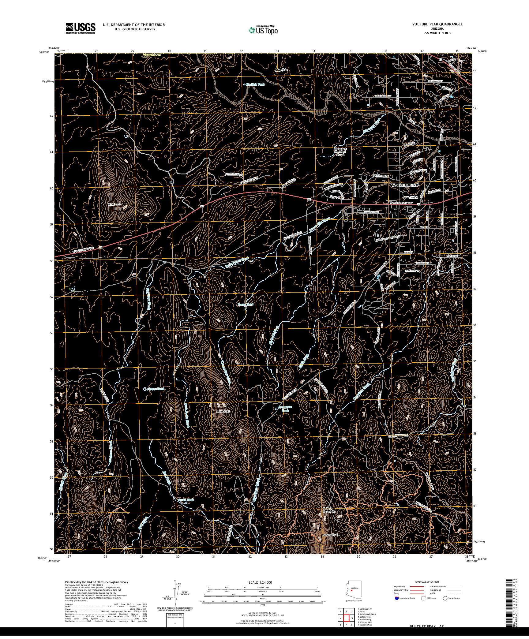 US TOPO 7.5-MINUTE MAP FOR VULTURE PEAK, AZ