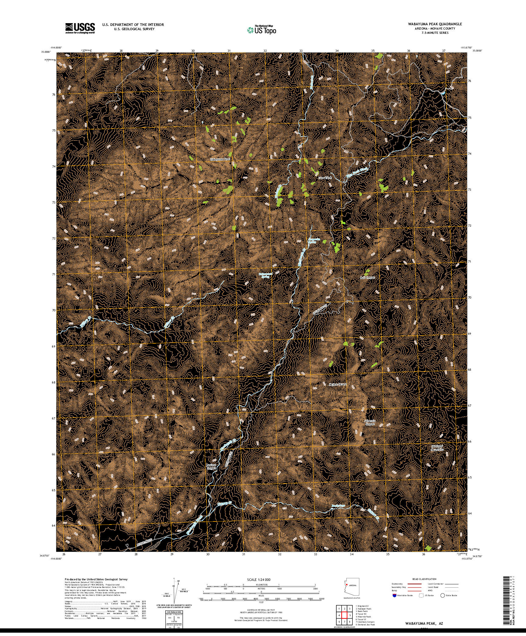 US TOPO 7.5-MINUTE MAP FOR WABAYUMA PEAK, AZ