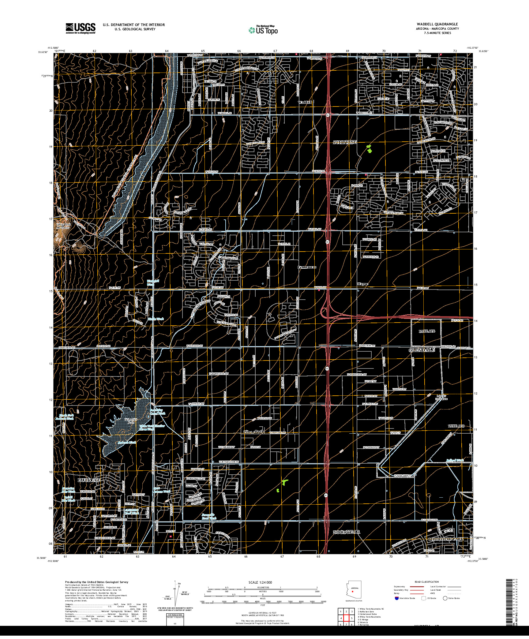 US TOPO 7.5-MINUTE MAP FOR WADDELL, AZ