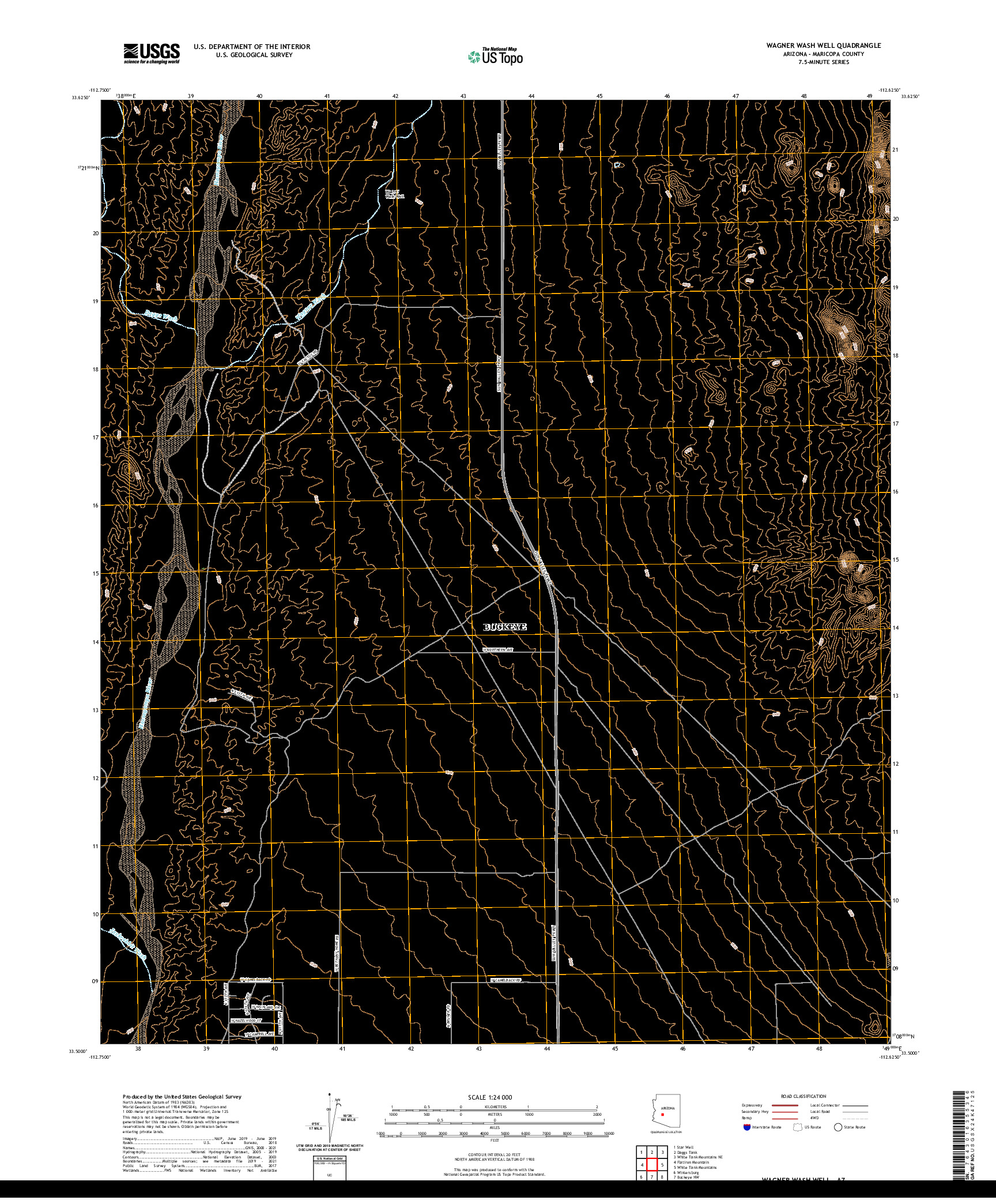 US TOPO 7.5-MINUTE MAP FOR WAGNER WASH WELL, AZ