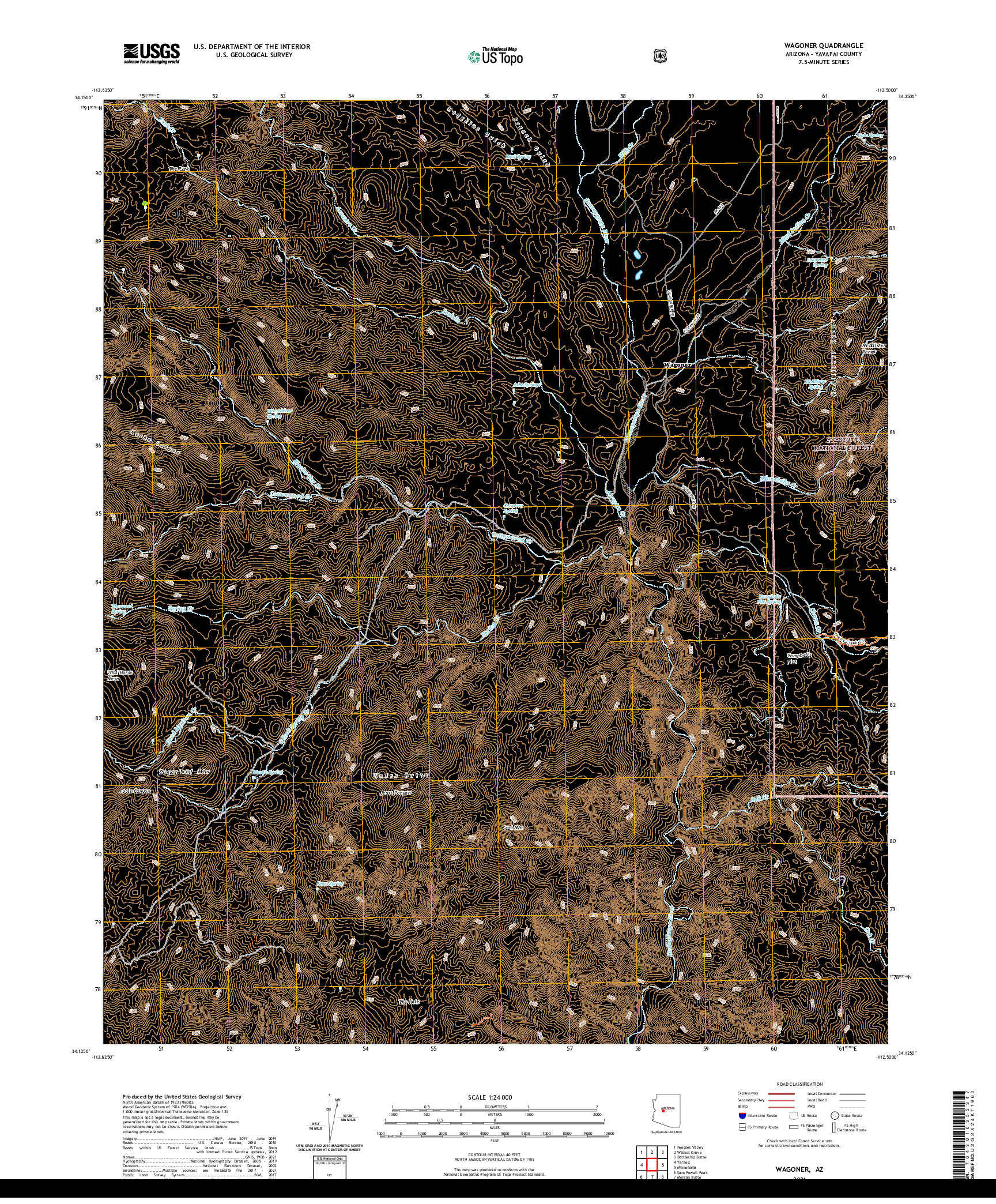 US TOPO 7.5-MINUTE MAP FOR WAGONER, AZ