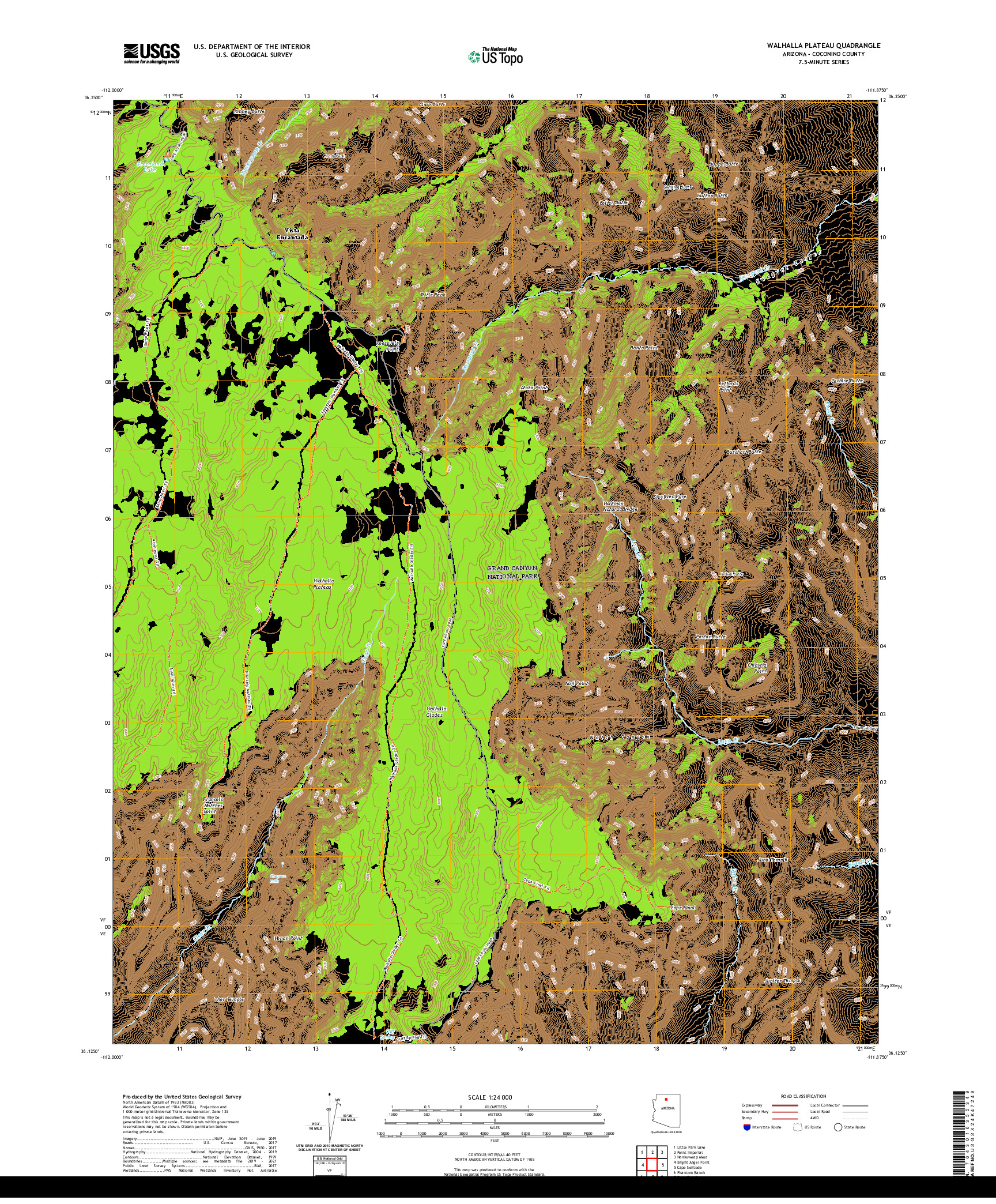 US TOPO 7.5-MINUTE MAP FOR WALHALLA PLATEAU, AZ