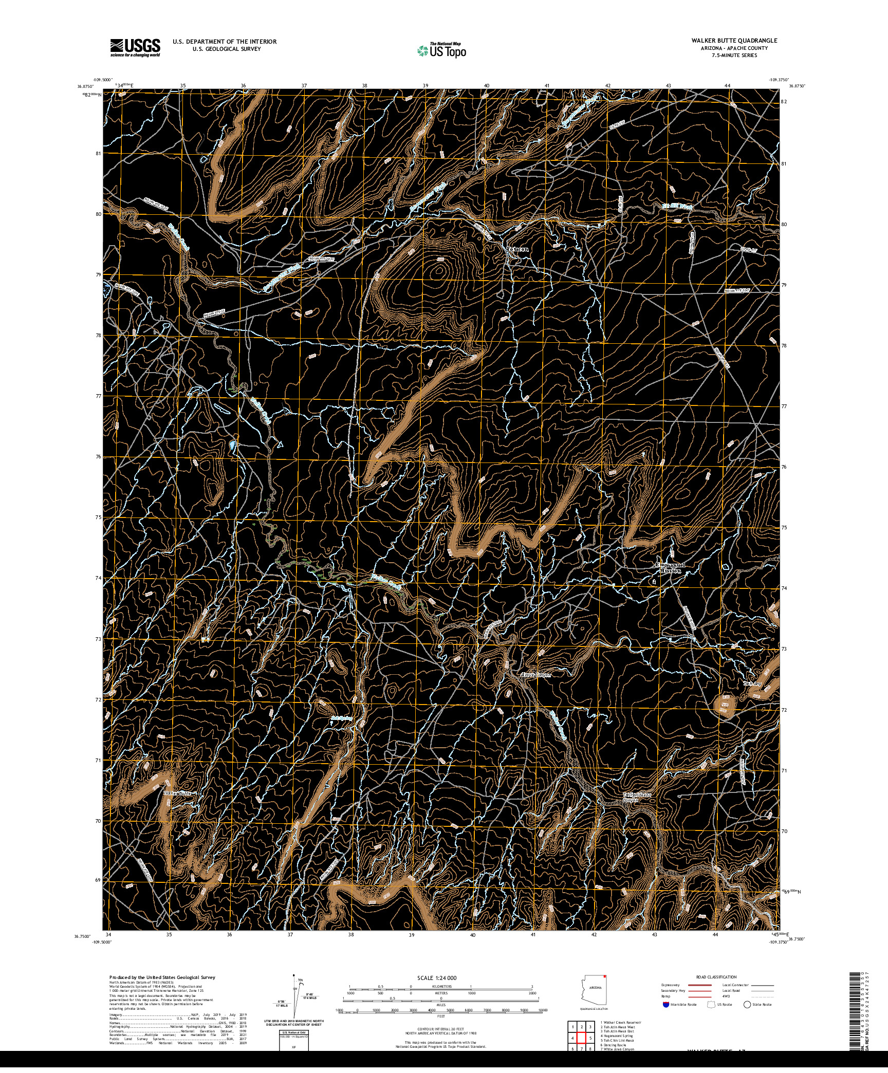 US TOPO 7.5-MINUTE MAP FOR WALKER BUTTE, AZ