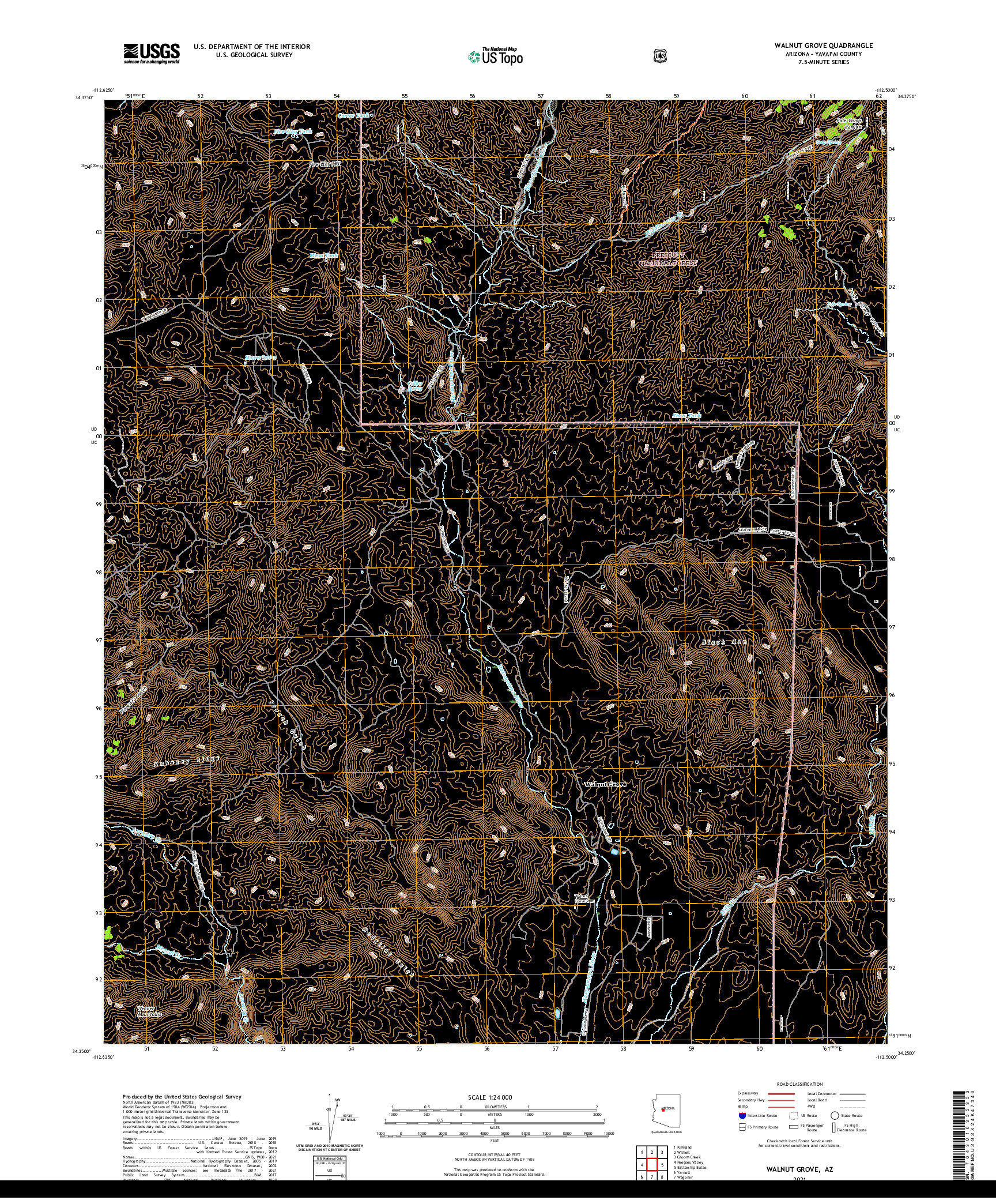 US TOPO 7.5-MINUTE MAP FOR WALNUT GROVE, AZ