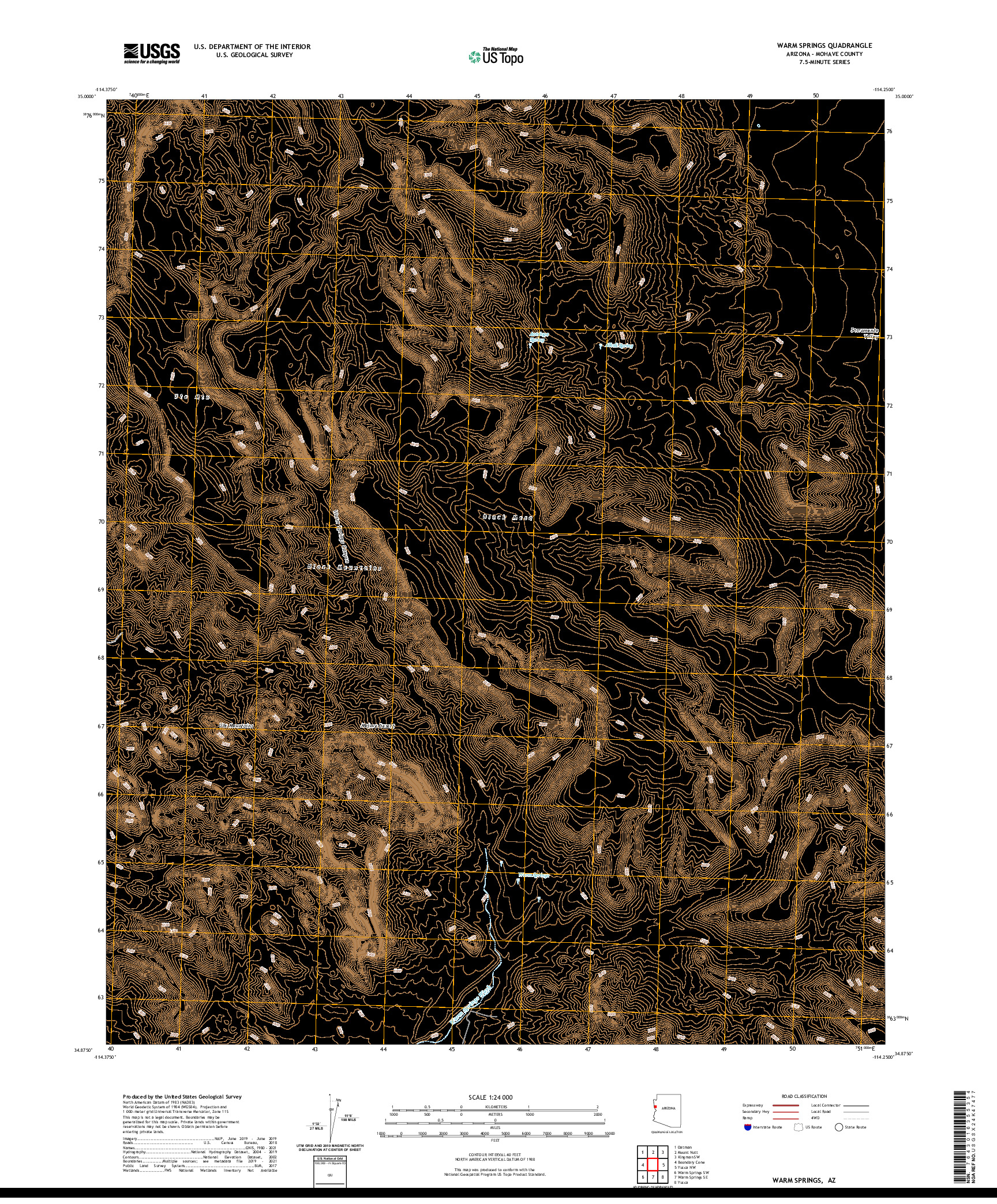 US TOPO 7.5-MINUTE MAP FOR WARM SPRINGS, AZ