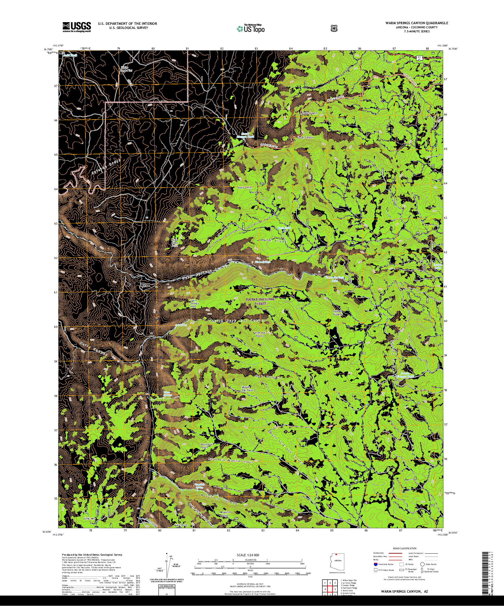 US TOPO 7.5-MINUTE MAP FOR WARM SPRINGS CANYON, AZ