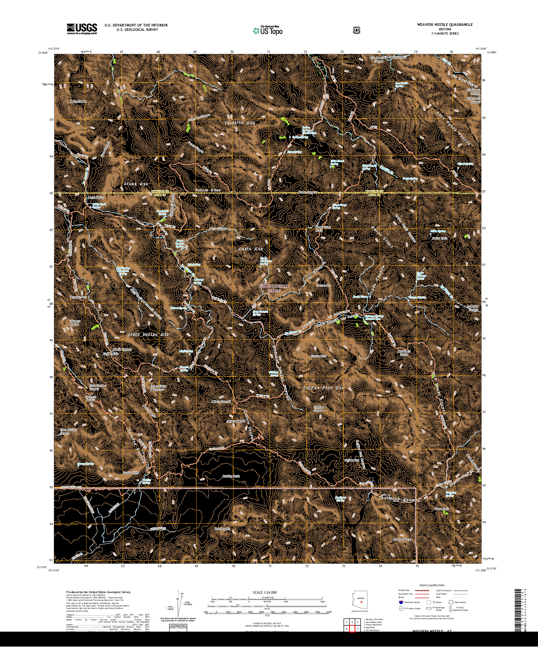 US TOPO 7.5-MINUTE MAP FOR WEAVERS NEEDLE, AZ