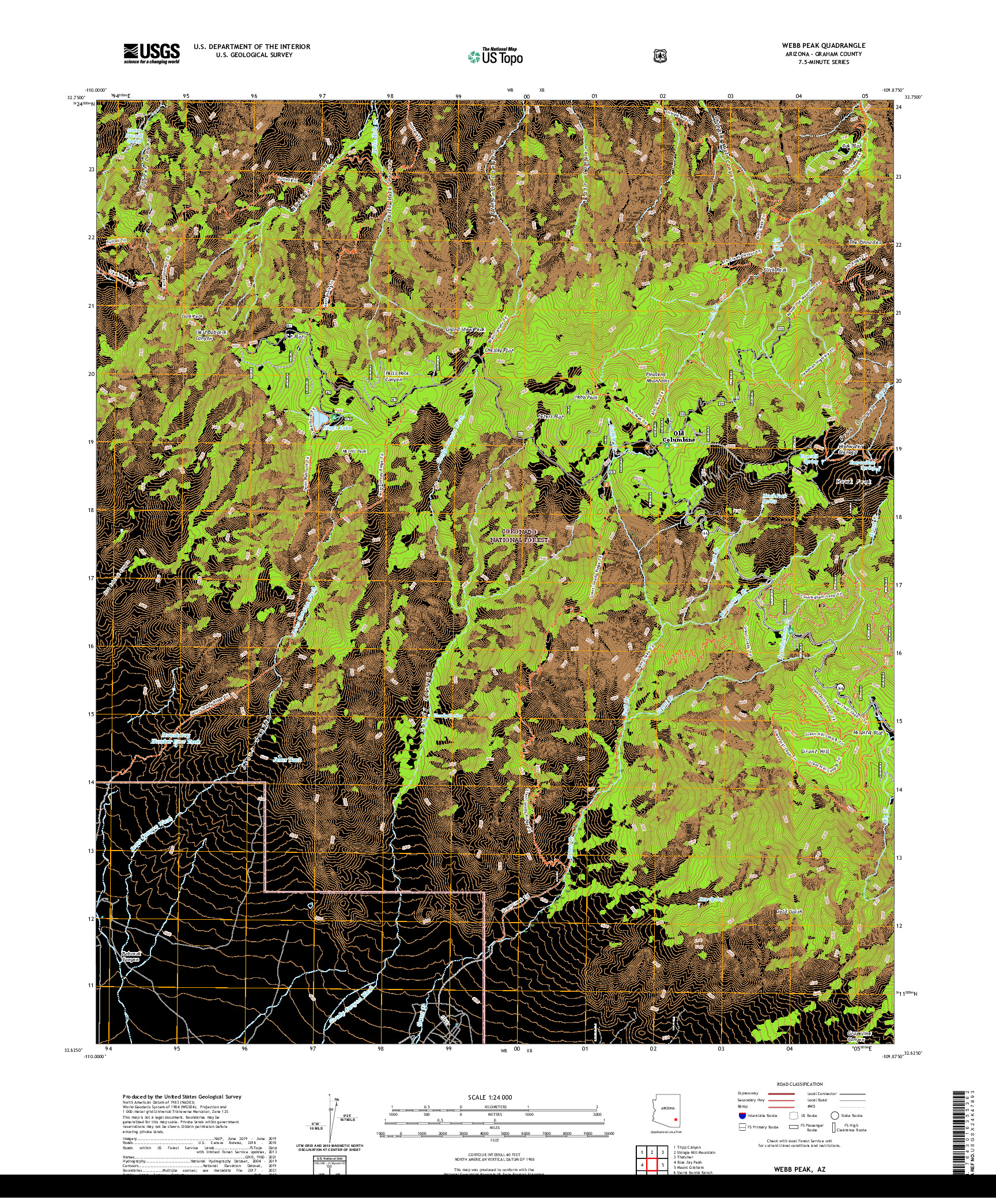 US TOPO 7.5-MINUTE MAP FOR WEBB PEAK, AZ