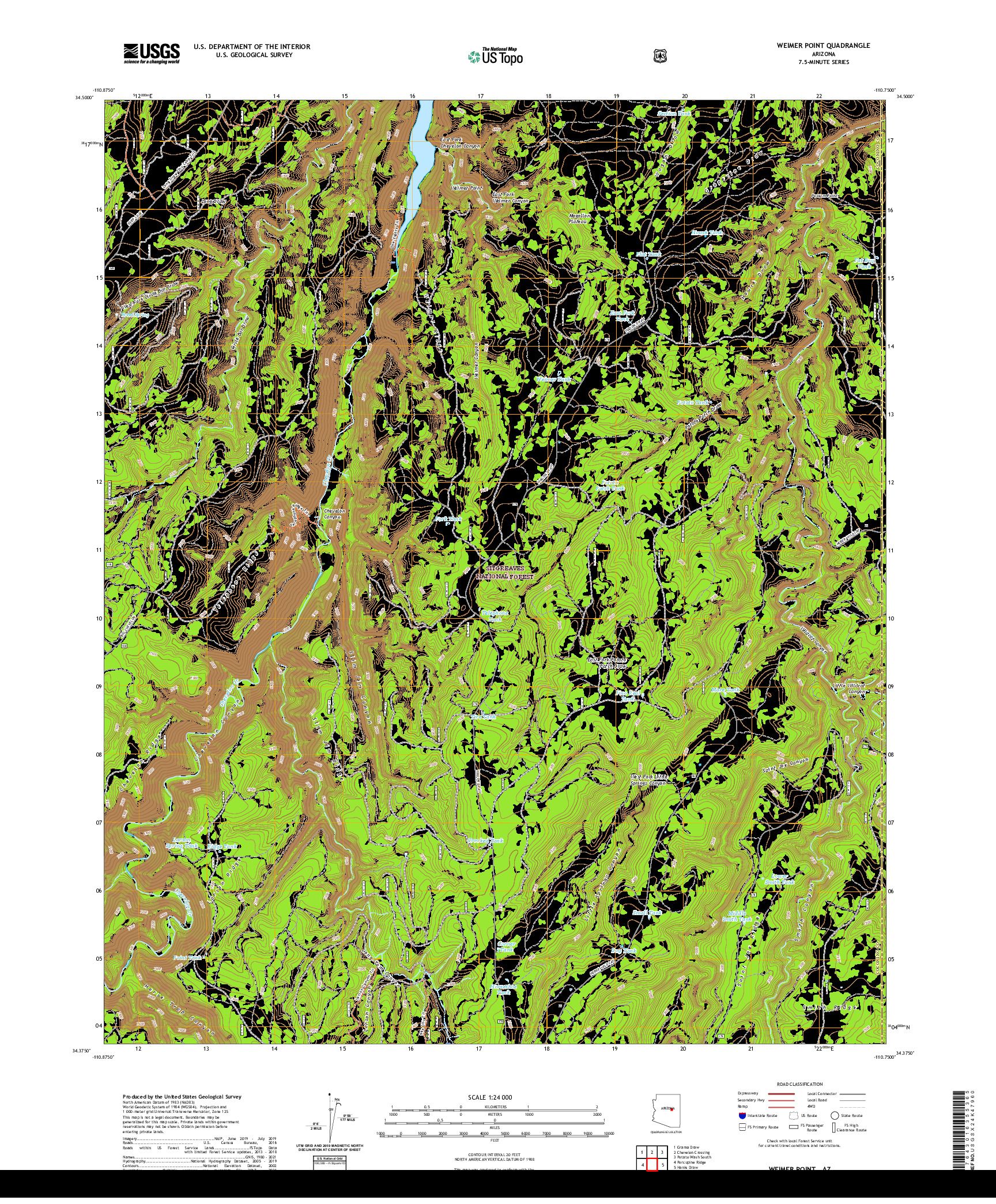 US TOPO 7.5-MINUTE MAP FOR WEIMER POINT, AZ