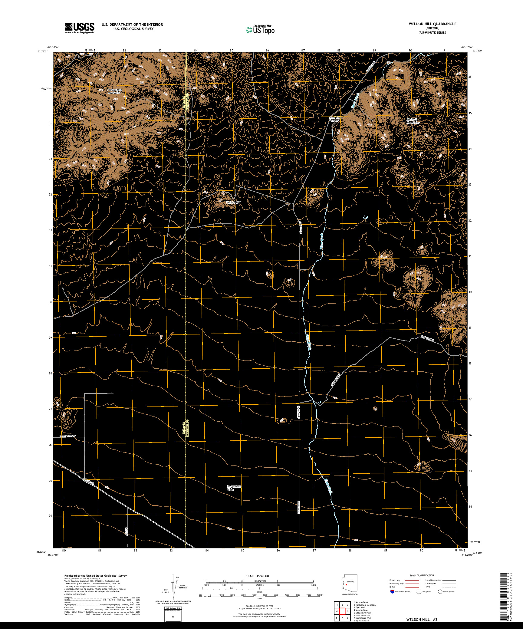 US TOPO 7.5-MINUTE MAP FOR WELDON HILL, AZ