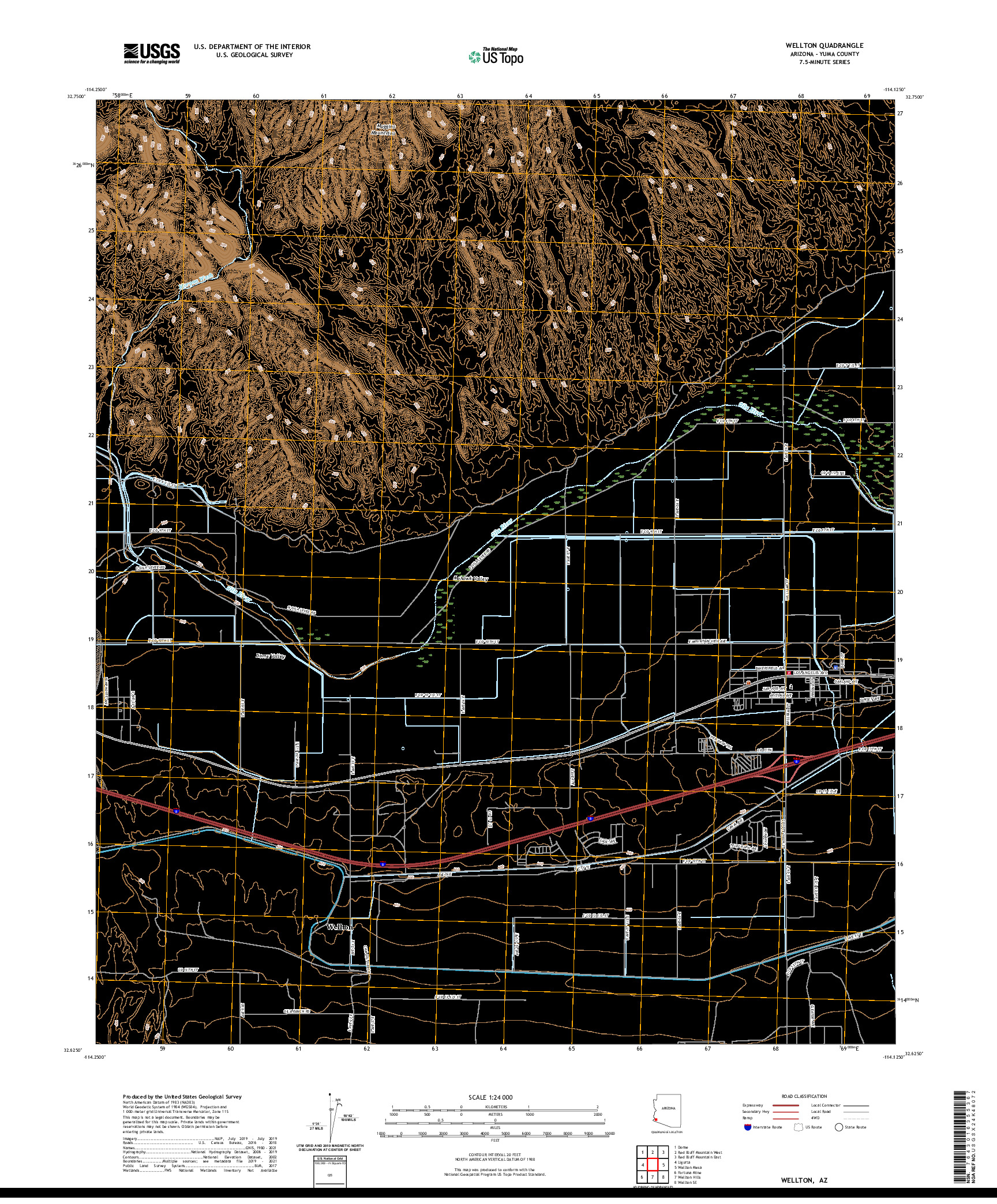 USGS US TOPO 7.5-MINUTE MAP FOR WELLTON, AZ 2021
