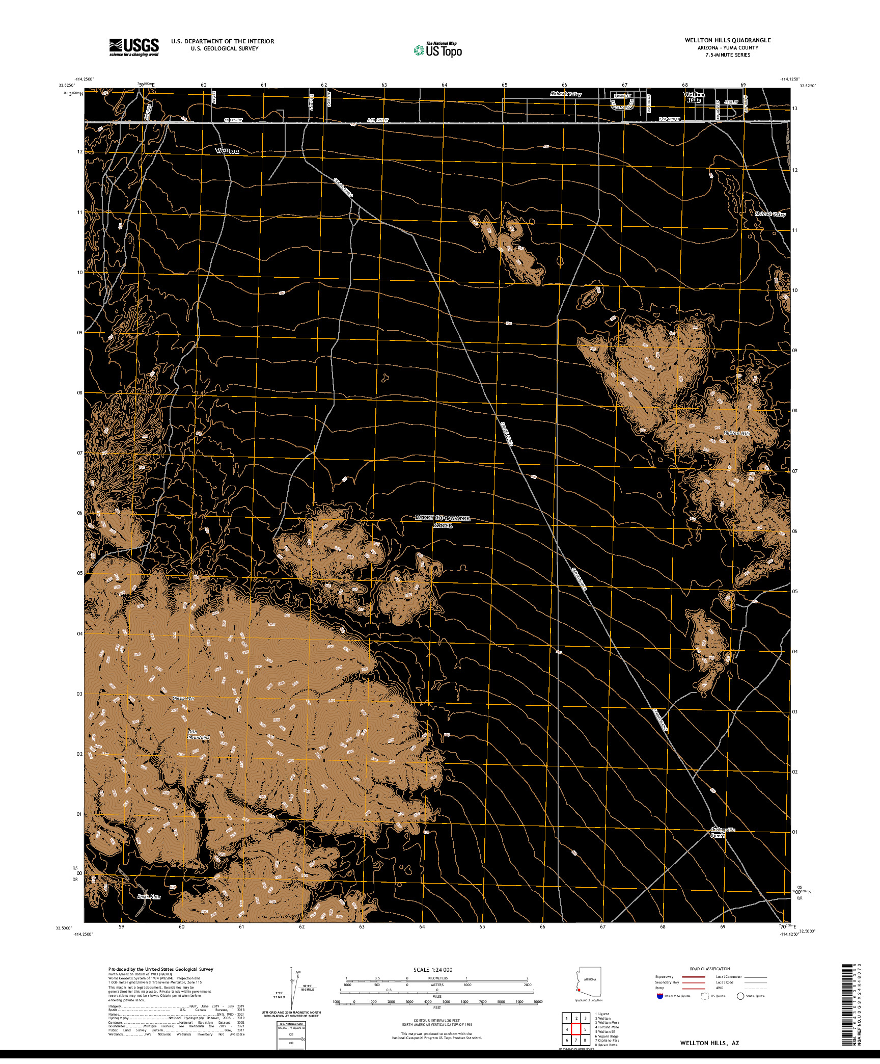 USGS US TOPO 7.5-MINUTE MAP FOR WELLTON HILLS, AZ 2021