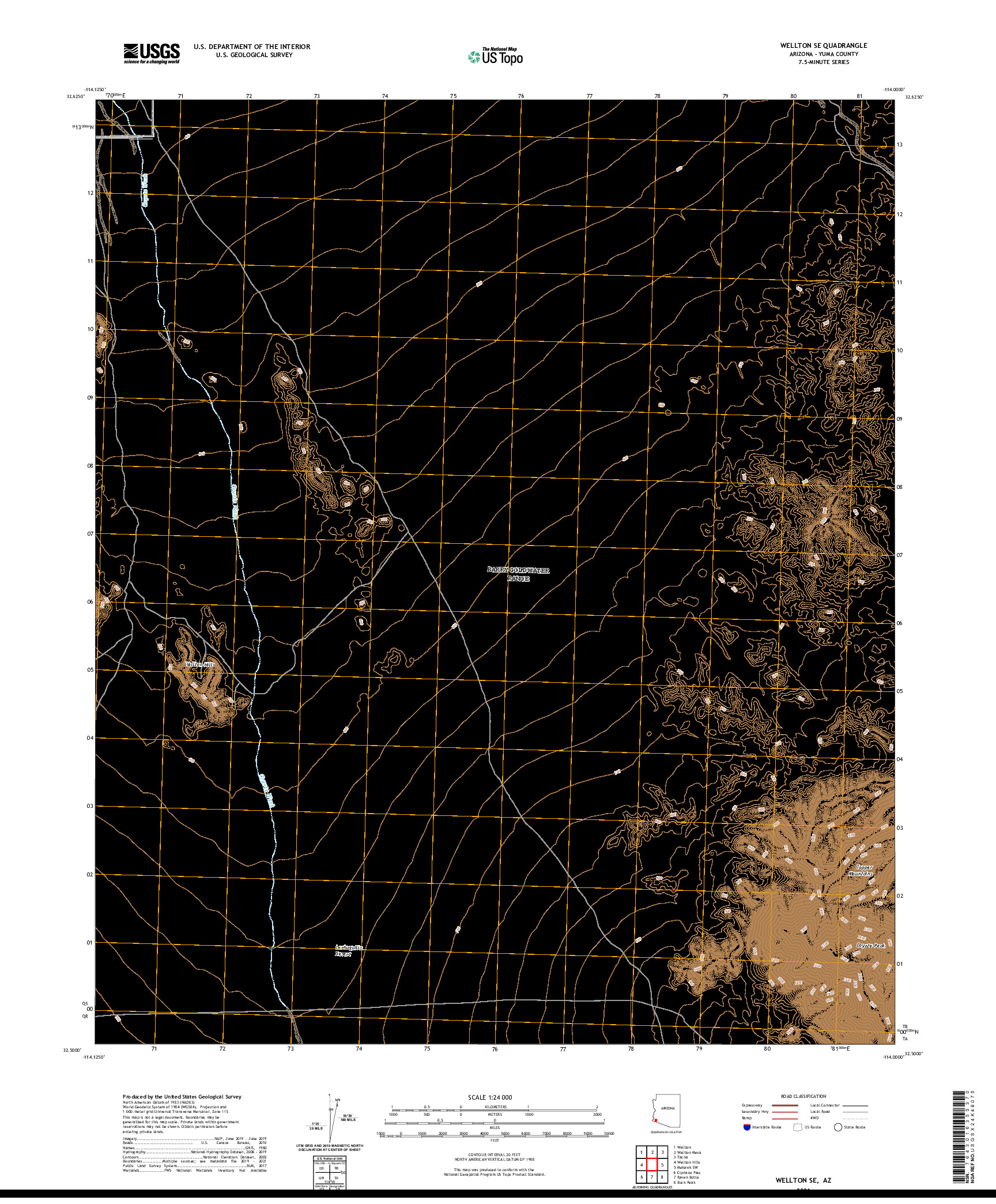 USGS US TOPO 7.5-MINUTE MAP FOR WELLTON SE, AZ 2021