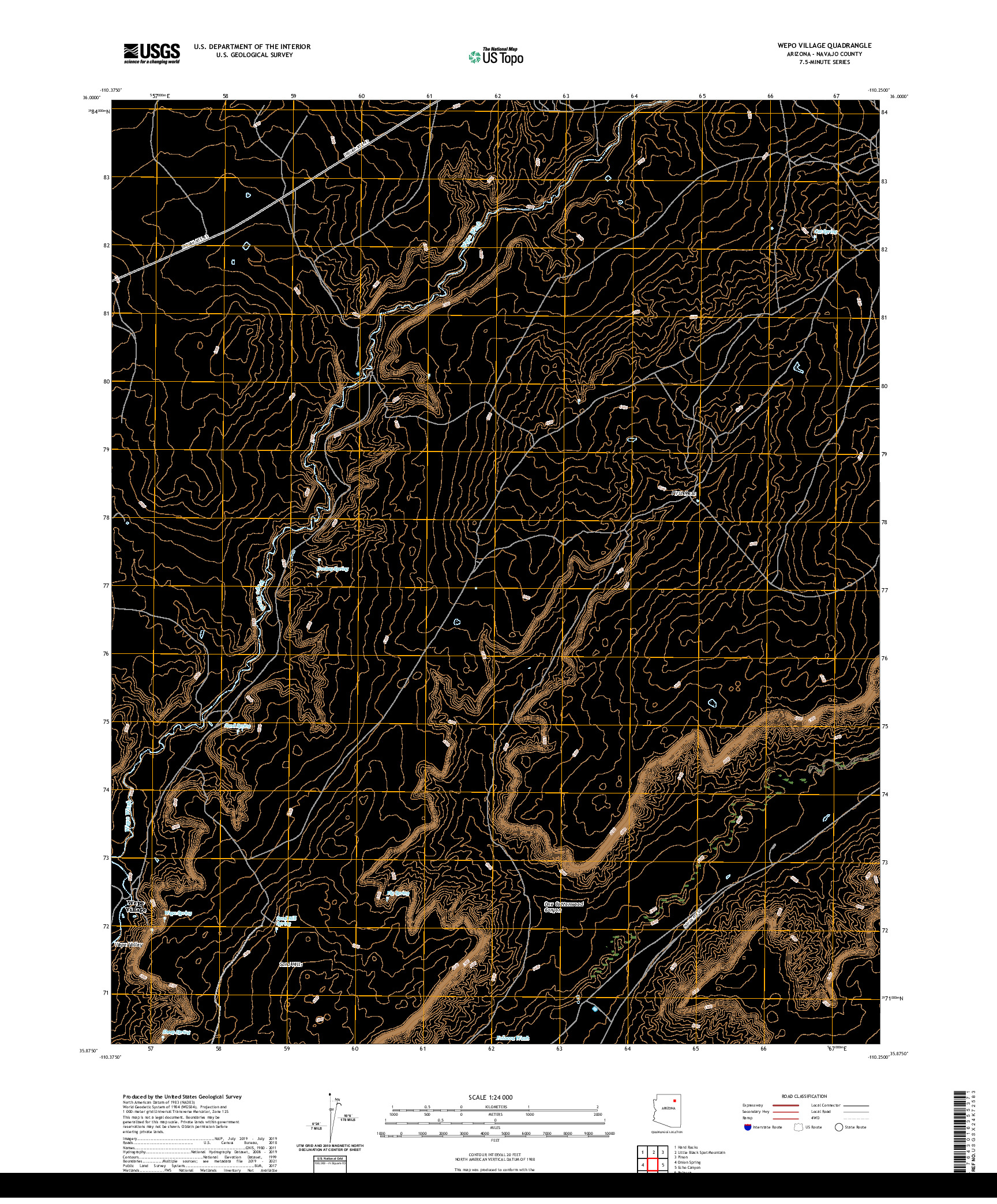 US TOPO 7.5-MINUTE MAP FOR WEPO VILLAGE, AZ