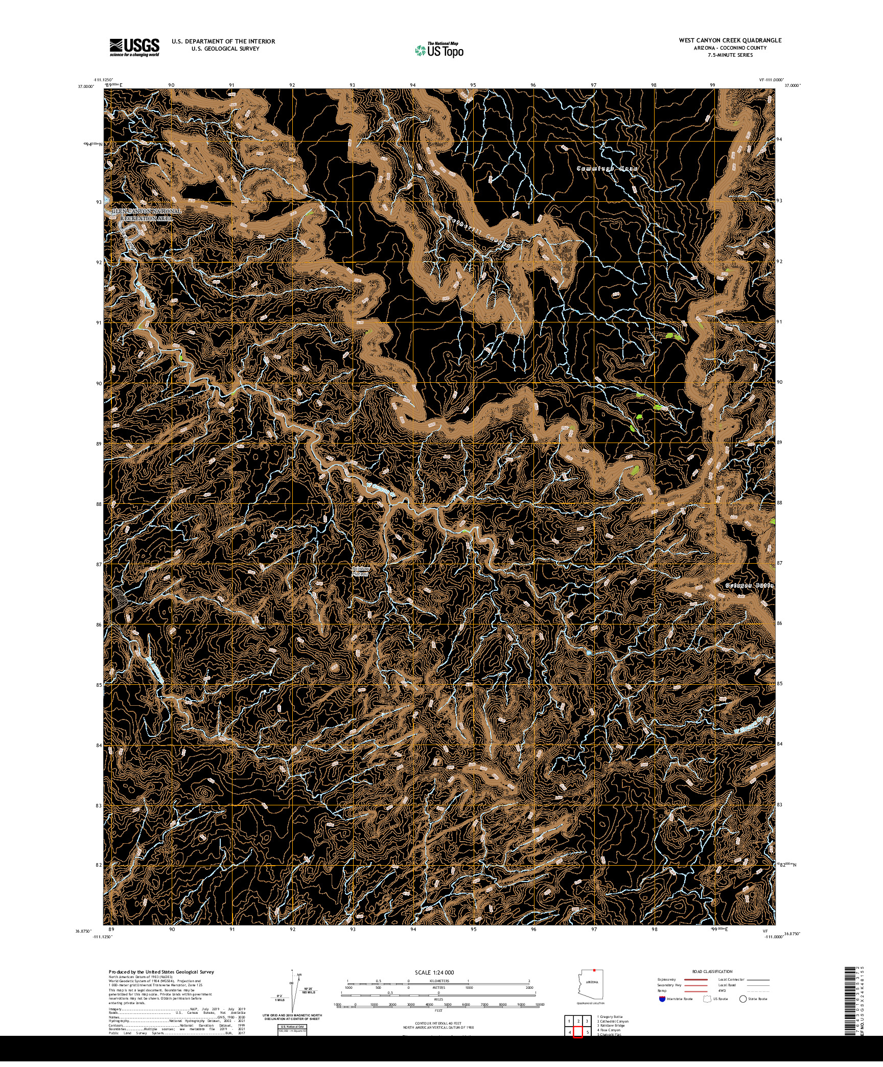 US TOPO 7.5-MINUTE MAP FOR WEST CANYON CREEK, AZ