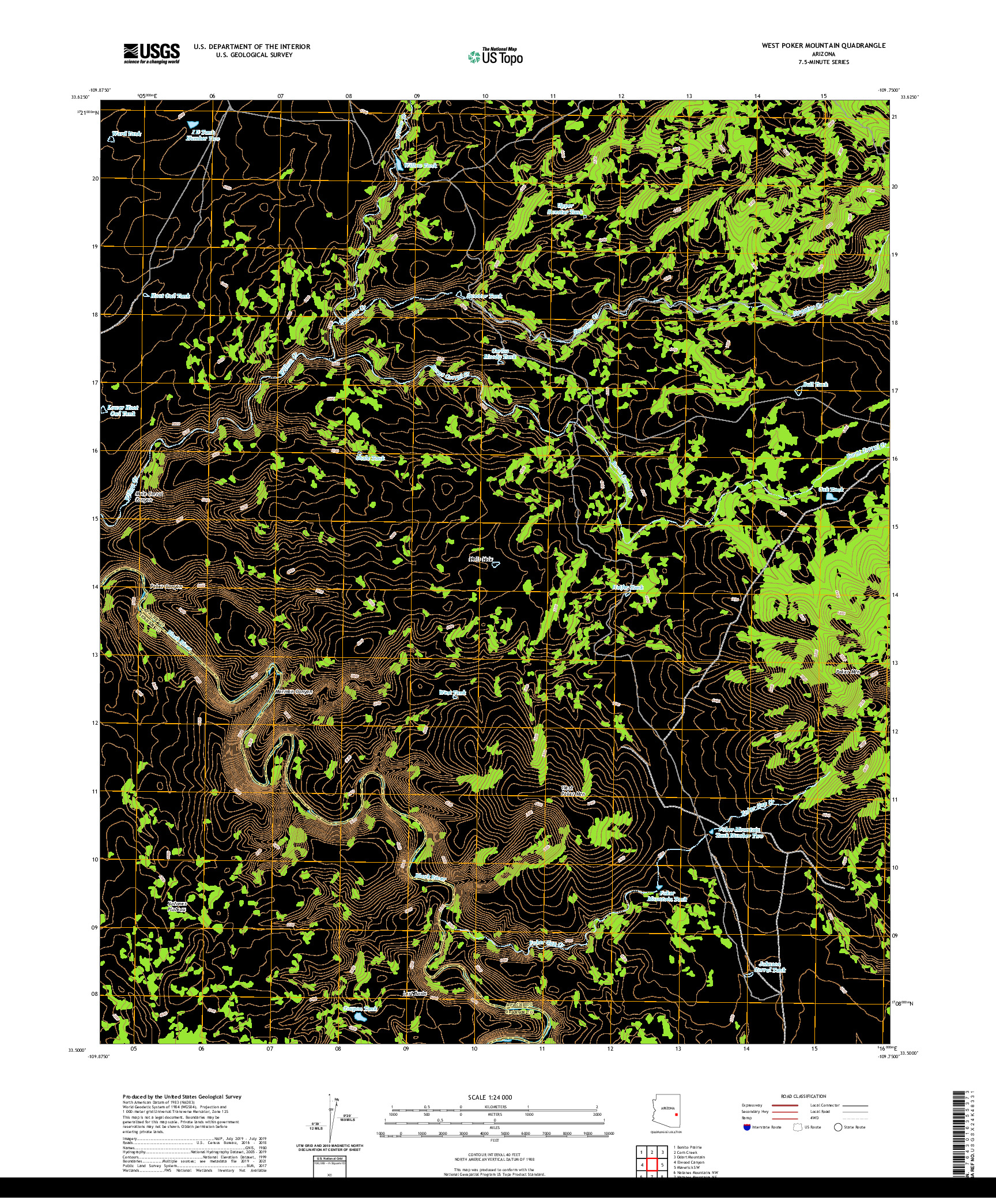 US TOPO 7.5-MINUTE MAP FOR WEST POKER MOUNTAIN, AZ